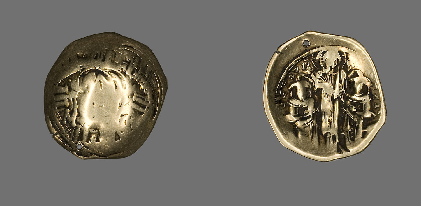 Hyperpyron (Coin) of Andronicus II Palaeologus and Michael IX - Byzantine (?), Poster Print Wall Art