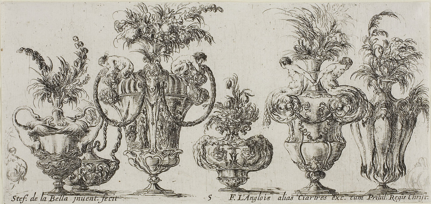 Plate Five from Collection of Various Vases - Stefano della Bella, Poster Print Wall Art