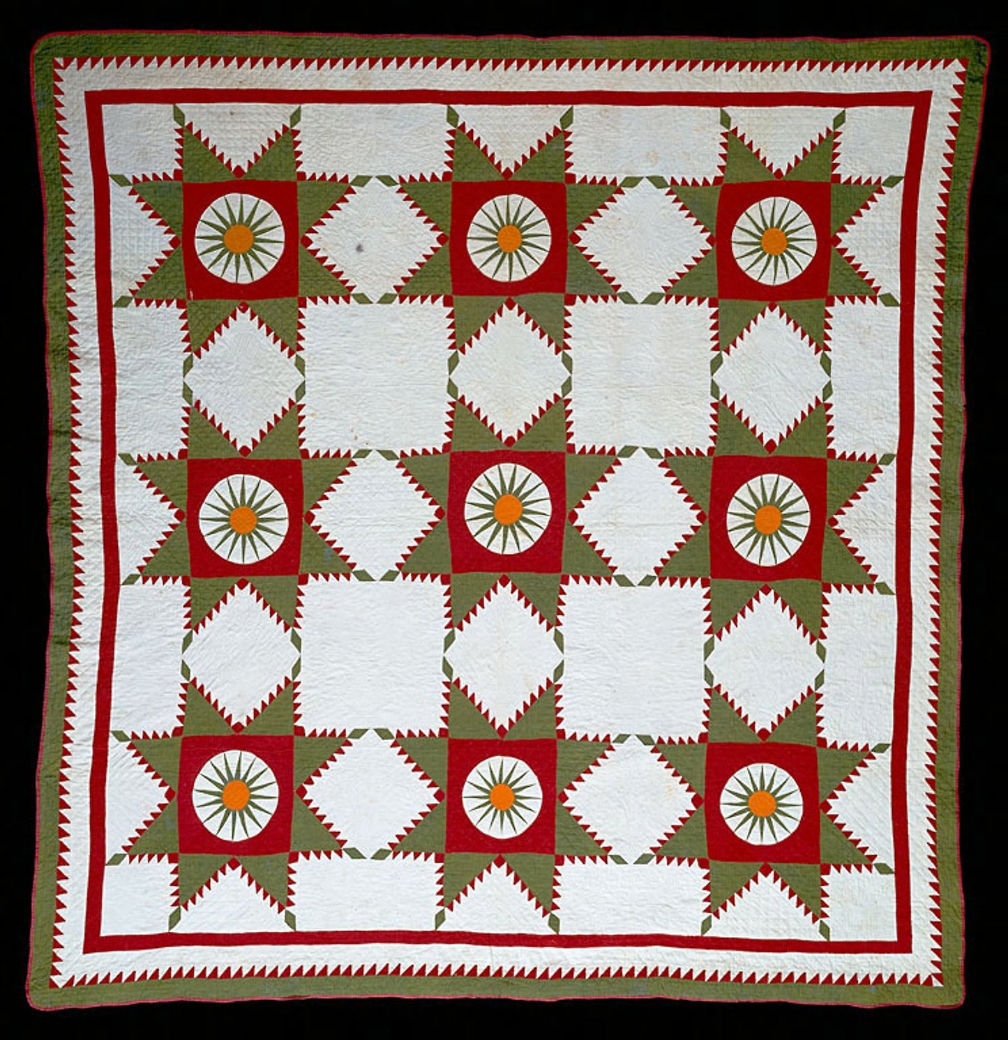 Bedcover (Sunburst or Feathered Edged Star Quilt) - United States, Poster Print Wall Art