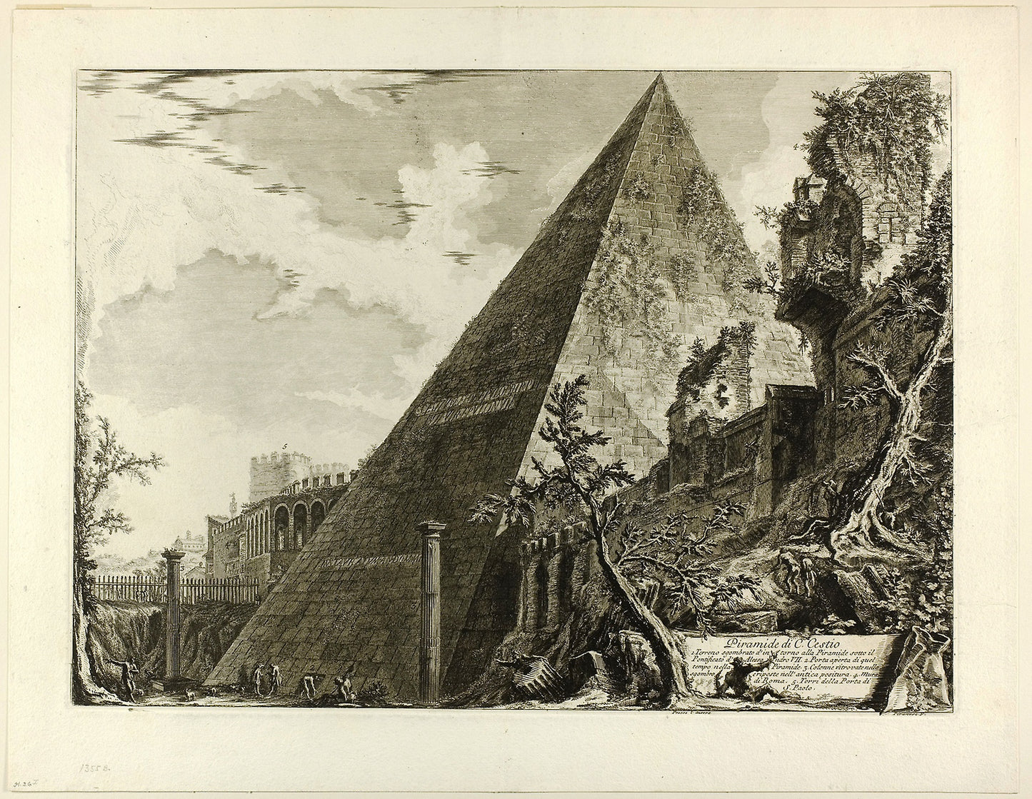 The Pyramid of Gaius Cestius, from Views of Rome - Giovanni Battista Piranesi (Italian, 1720-1778), Poster Print Wall Art