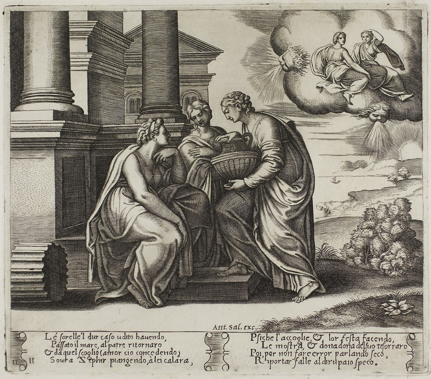 Psyche Gives Presents to Her Sisters - Master of the Die (Italian, active c. 1530-1560), Poster Print Wall Art
