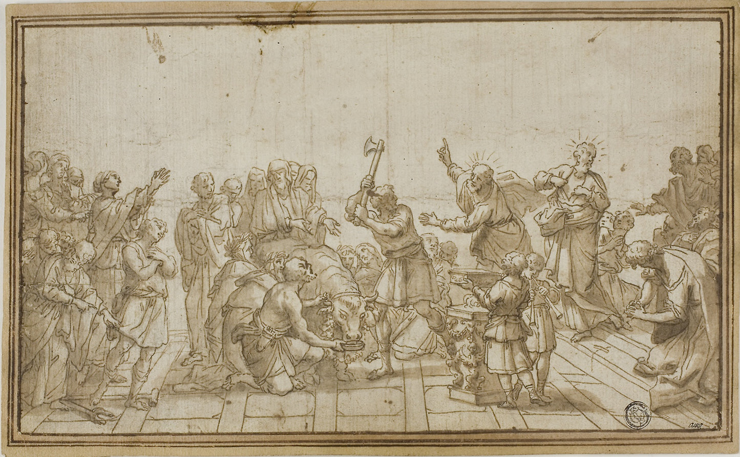 The Sacrifice at Lystra - School of Charles Le Brun, Poster Print Wall Art