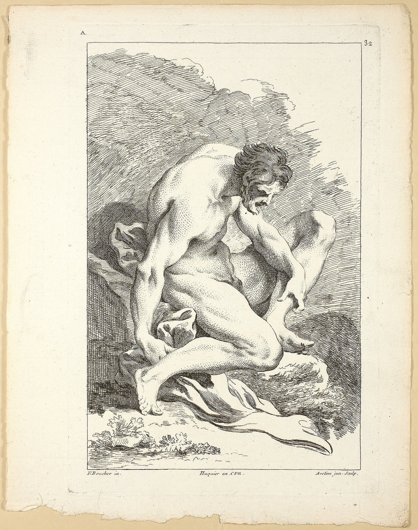 Figure, from Premier livre de figures d’Academies gravées en Partie par les Professeurs de l’ Académie Royale - Pierre Aveline (French, 1702-1760), Poster Print Wall Art