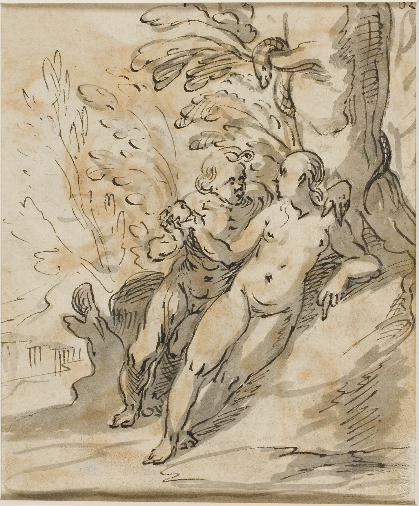 Adam and Eve Under a Tree (recto); Two Men in Dispute (verso) - Hermann Weyer, Poster Print Wall Art