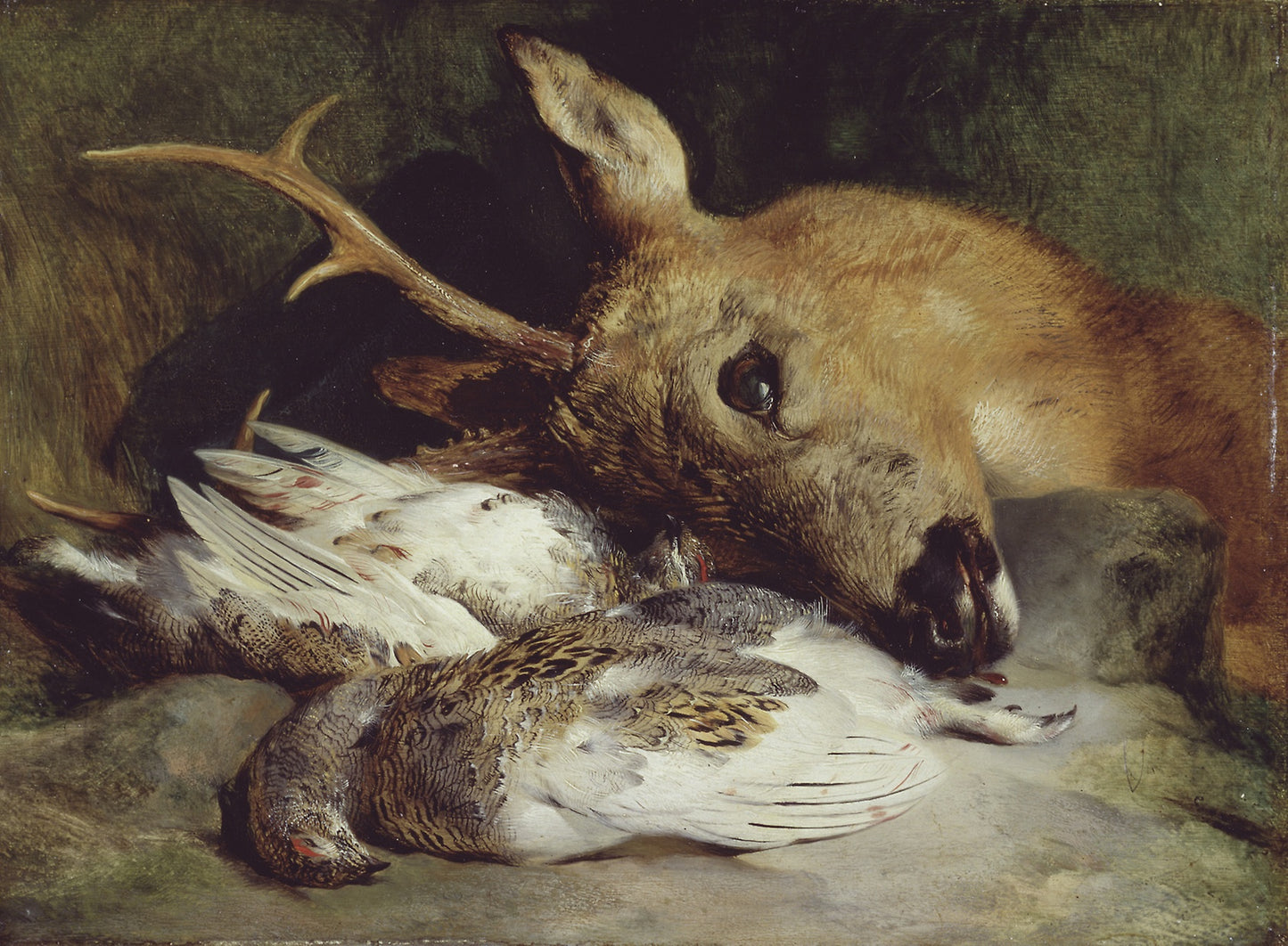 Head of a Roebuck and Two Ptarmigan - Edwin Henry Landseer, Poster Print Wall Art