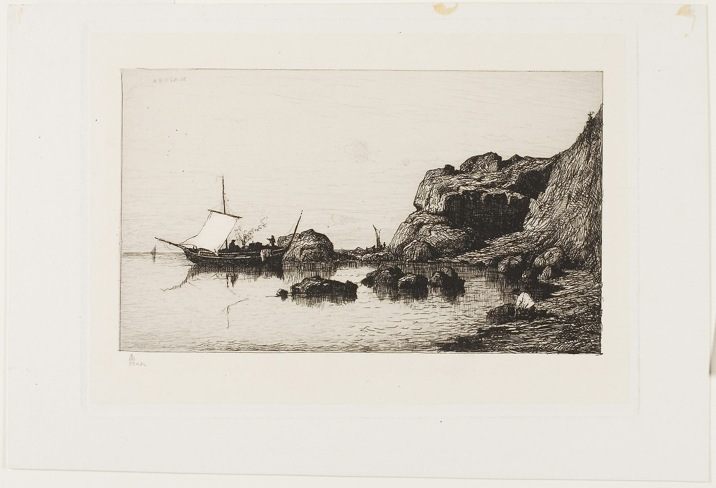 Fishing Craft near the Cliffs at Collioure: Adolphe Appian, Poster Print Wall Art
