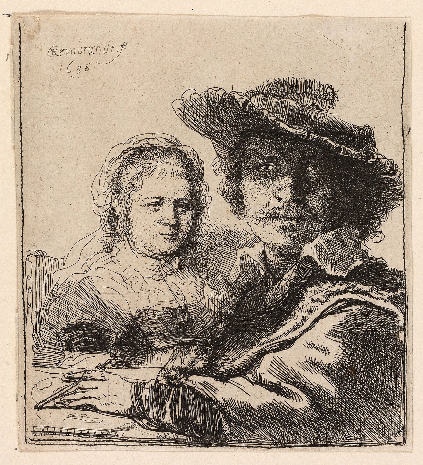 Self-Portrait with Saskia - Rembrandt van Rijn, Poster Print Wall Art