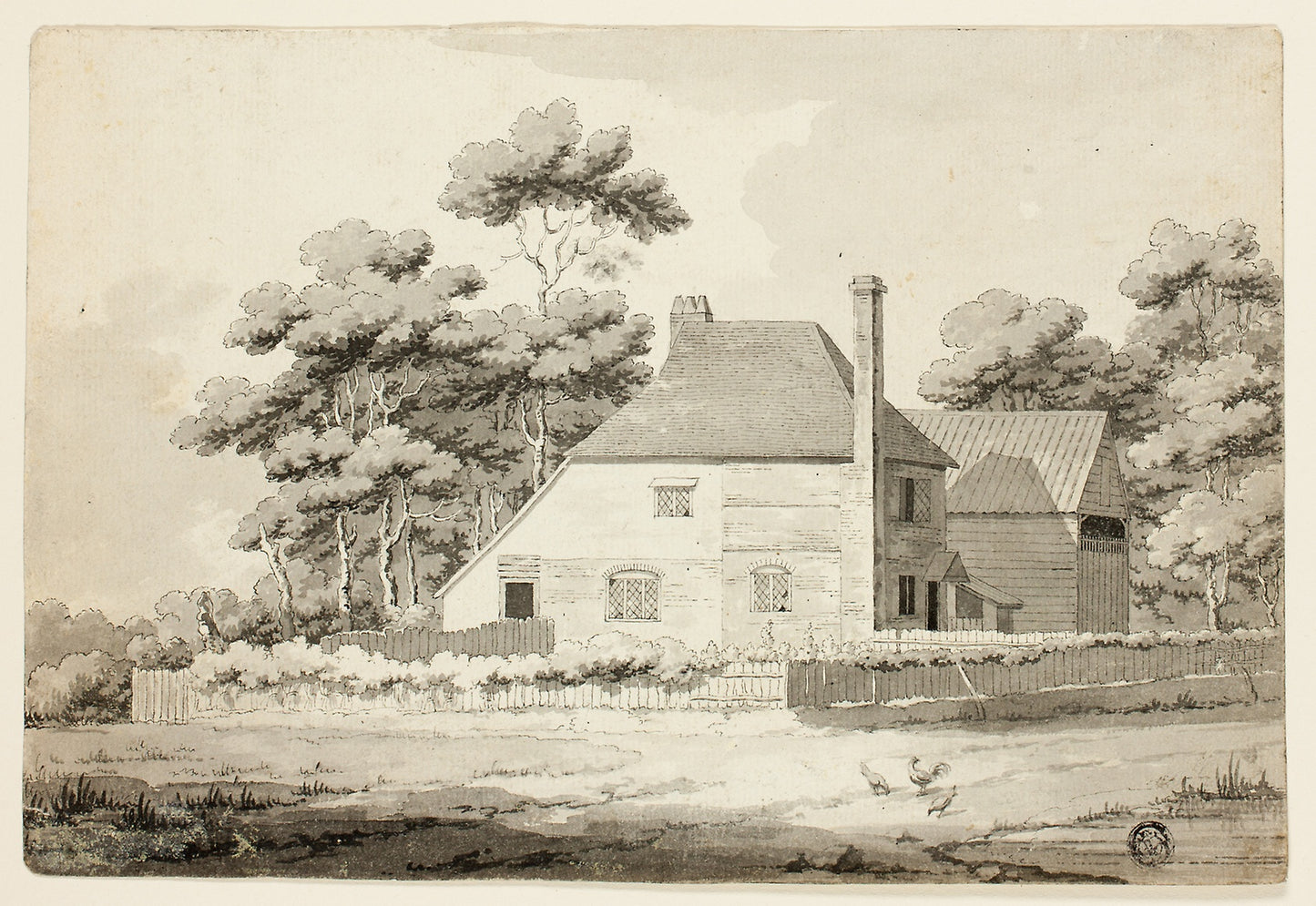English Farmhouse - Possibly Samuel Hieronymus Grimm (Swiss, 1733-1794), Poster Print Wall Art