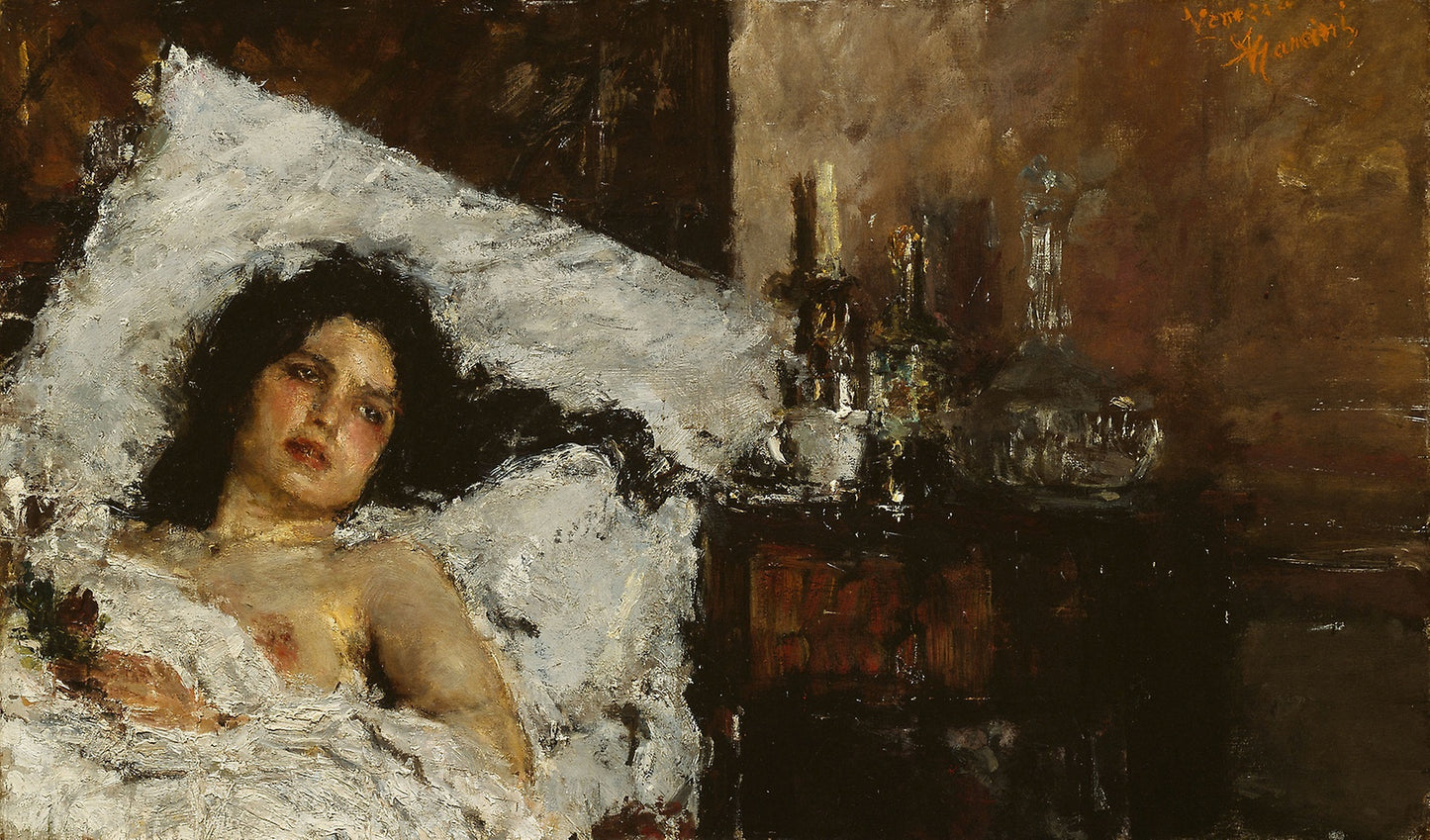 Resting - Antonio Mancini, Poster Print Wall Art