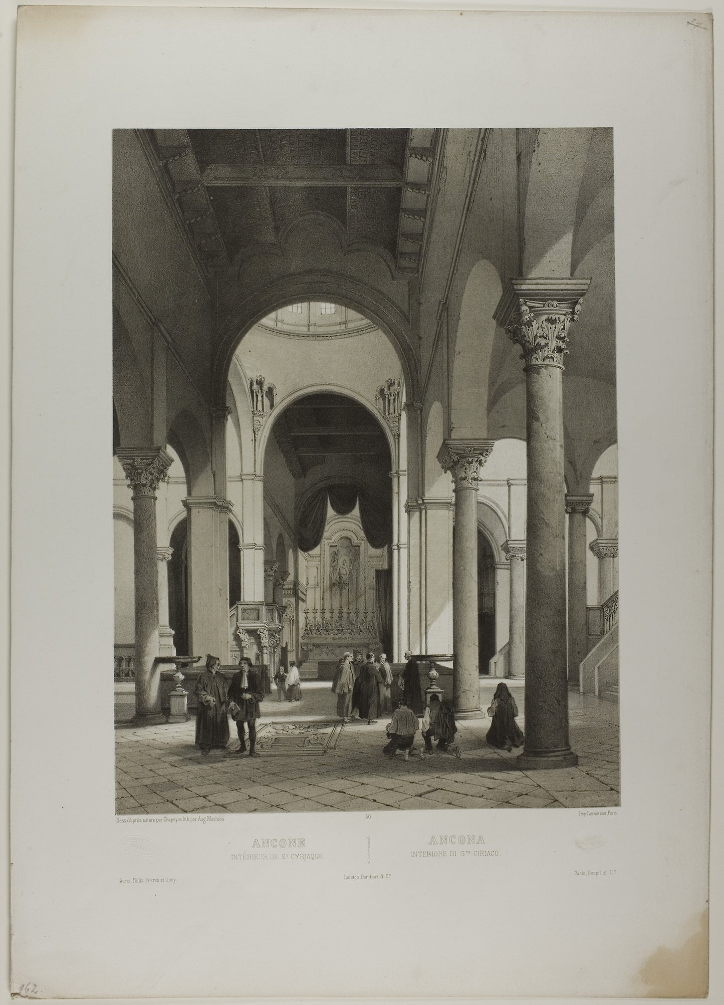 Ancona - Interior of St. Syriacus, plate 38 from Italie Monumentale et Pittoresque - Nicolas Chapuy (French, 1790-1858), Poster Print Wall Art
