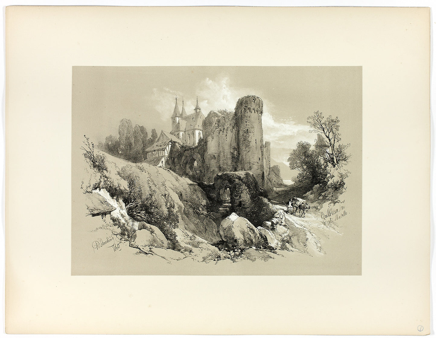 Beilstein on the Moselle, from Picturesque Selections - James Duffield Harding, (English, 1798-1863), Poster Print Wall Art