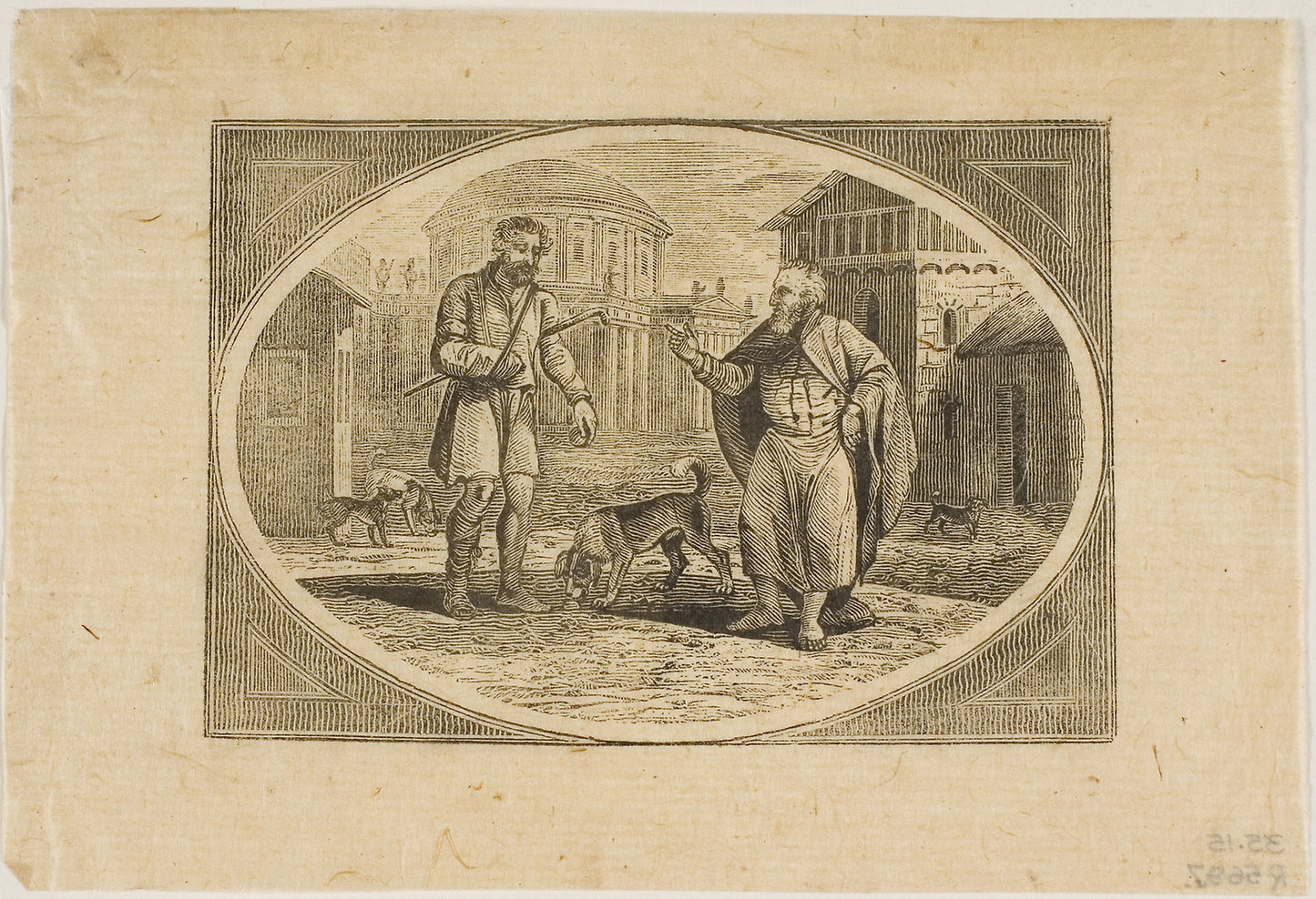 Fable - A Man Bitten - a Dog - Thomas Bewick, Poster Print Wall Art