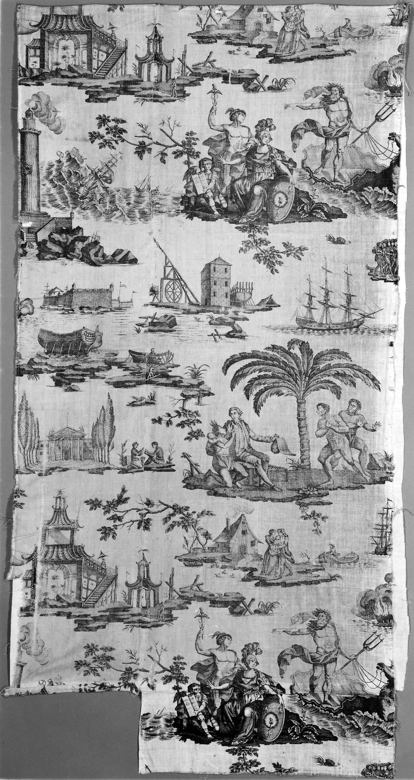 Neptune or L'Empire de la Mer (Neptune or the Empire of the Sea) (Furnishing Fabric) - Possibly designed - Belorgé or Samuel Cholet (French, 1786-1874), Poster Print Wall Art