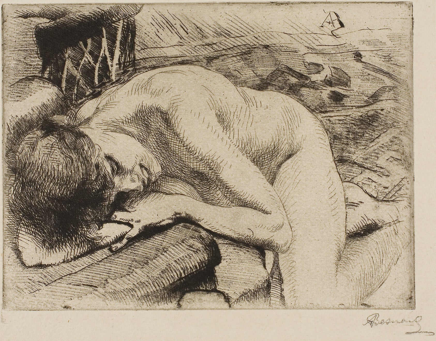 The Sleeping Model: Albert Besnard,16x12"(A3) Poster