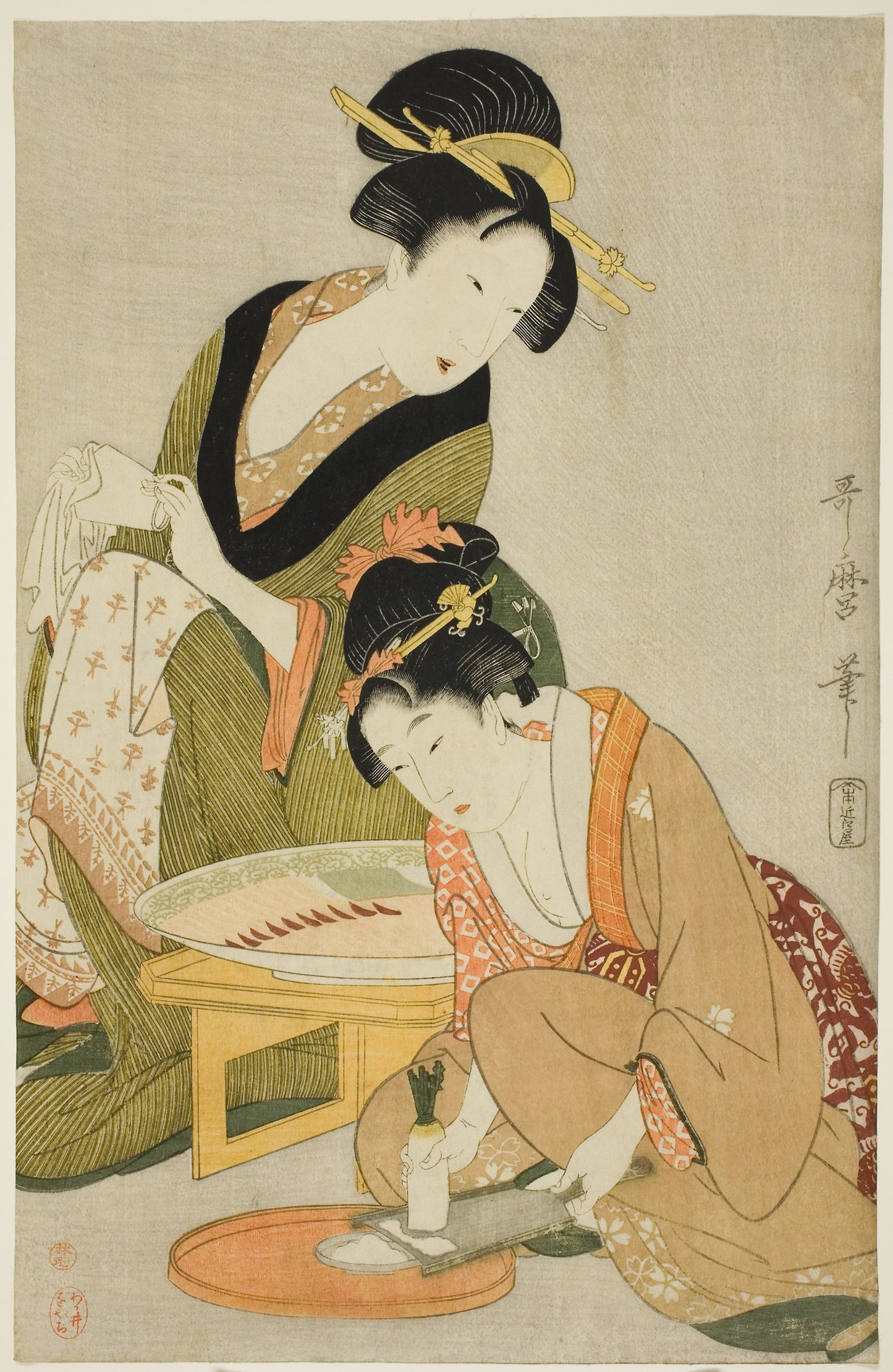 Preparing a Meal - Kitagawa Utamaro ??? ??, Poster Print Wall Art