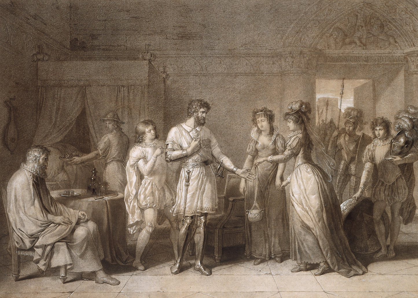 Bayard Refusing the Presents of His Hostess, in Brescia - Anne-Louis Girodet de Roucy-Trioson, Poster Print Wall Art