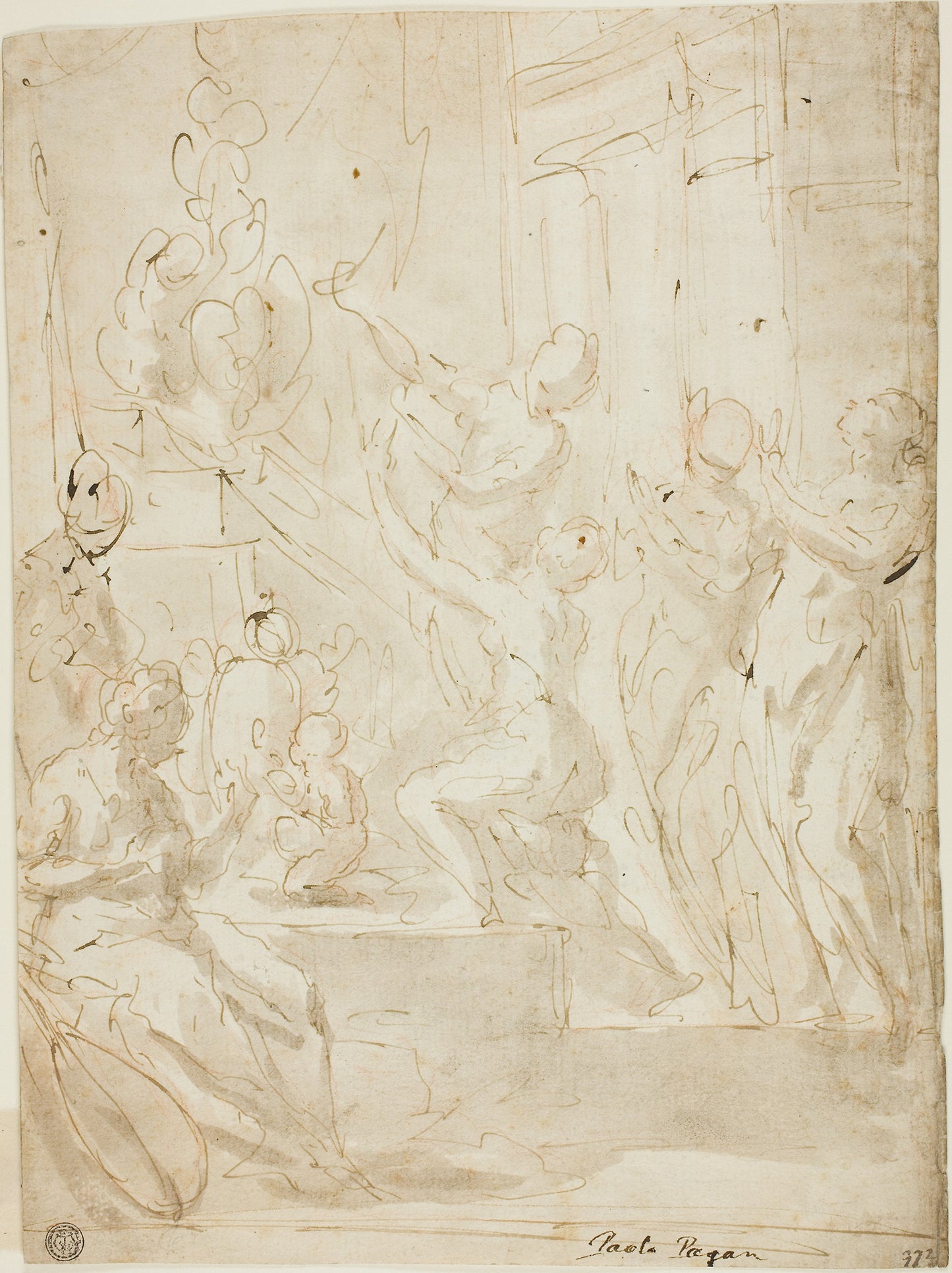 Figures at an Altar or Classical Sacrifice: Paolo Pagani,16x12"(A3) Poster