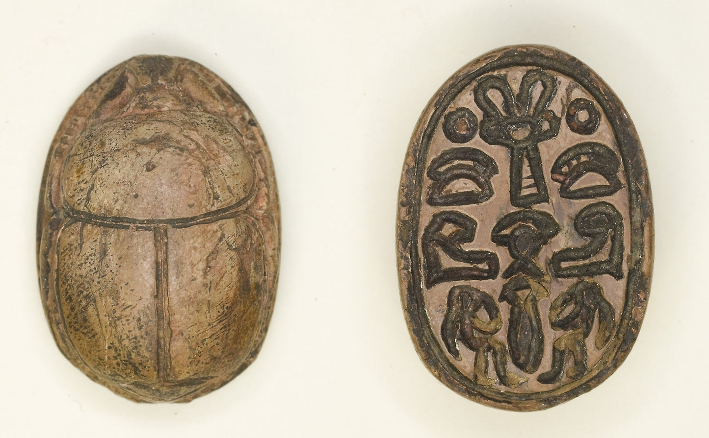 Scarab: Hathor Sistrum with Hieroglyphs (xaw-signs, hAt-signs, child signs, papyrus stalk): Egyptian, Poster Print Wall Art