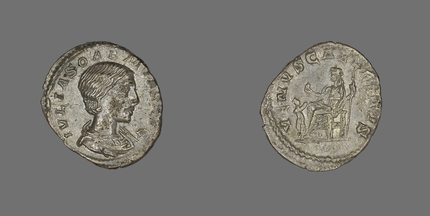 Denarius (Coin) Portraying Julia Soaemia - Roman, minted in Antioch, Poster Print Wall Art