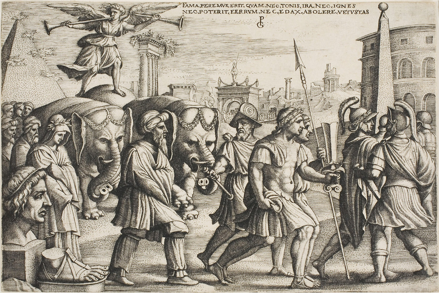 The Triumph of Fame, plate three from the Triumphs of Petrarch - Georg Pencz, Poster Print Wall Art