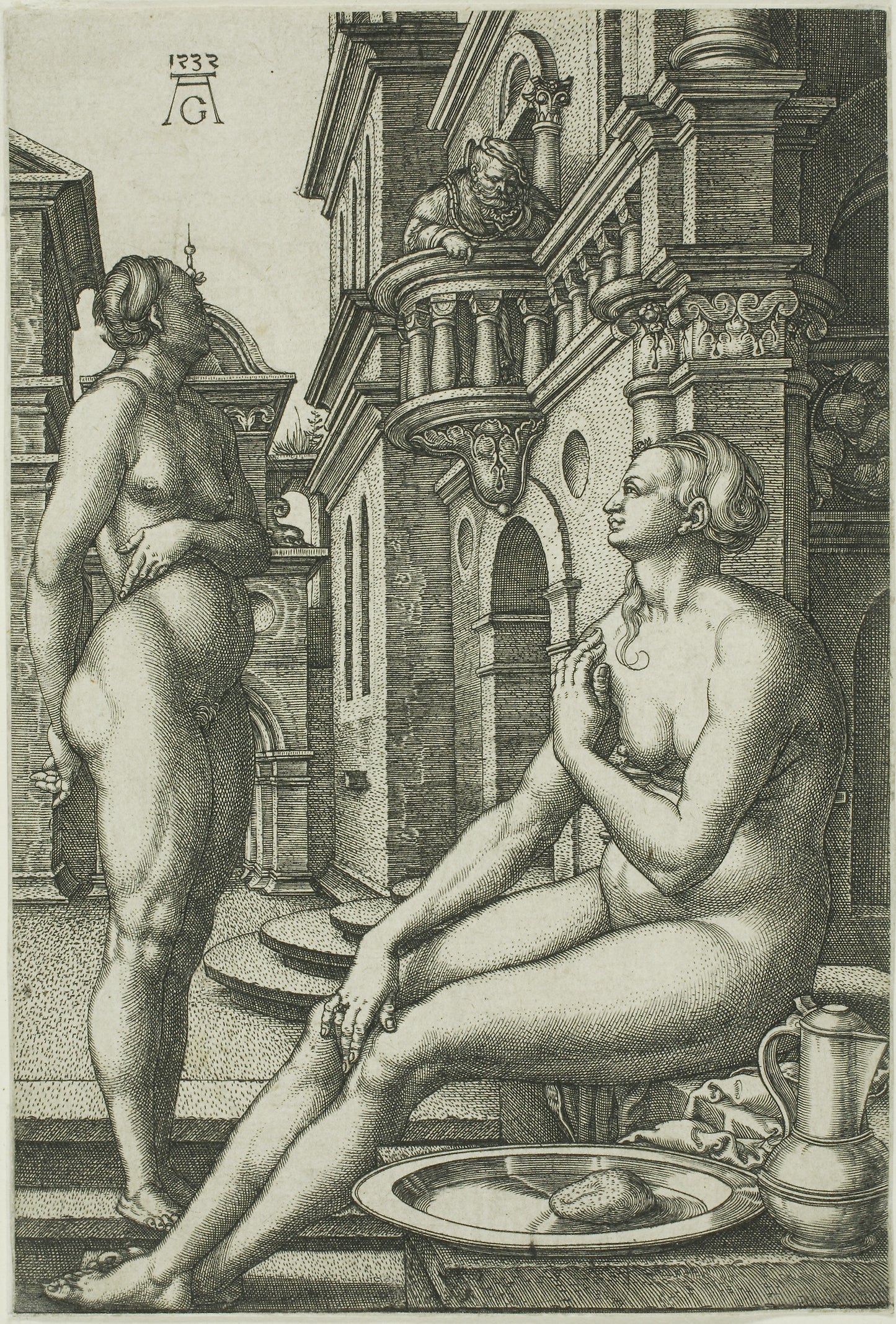 Bathsheba at the Bath - Heinrich Aldegrever, Poster Print Wall Art