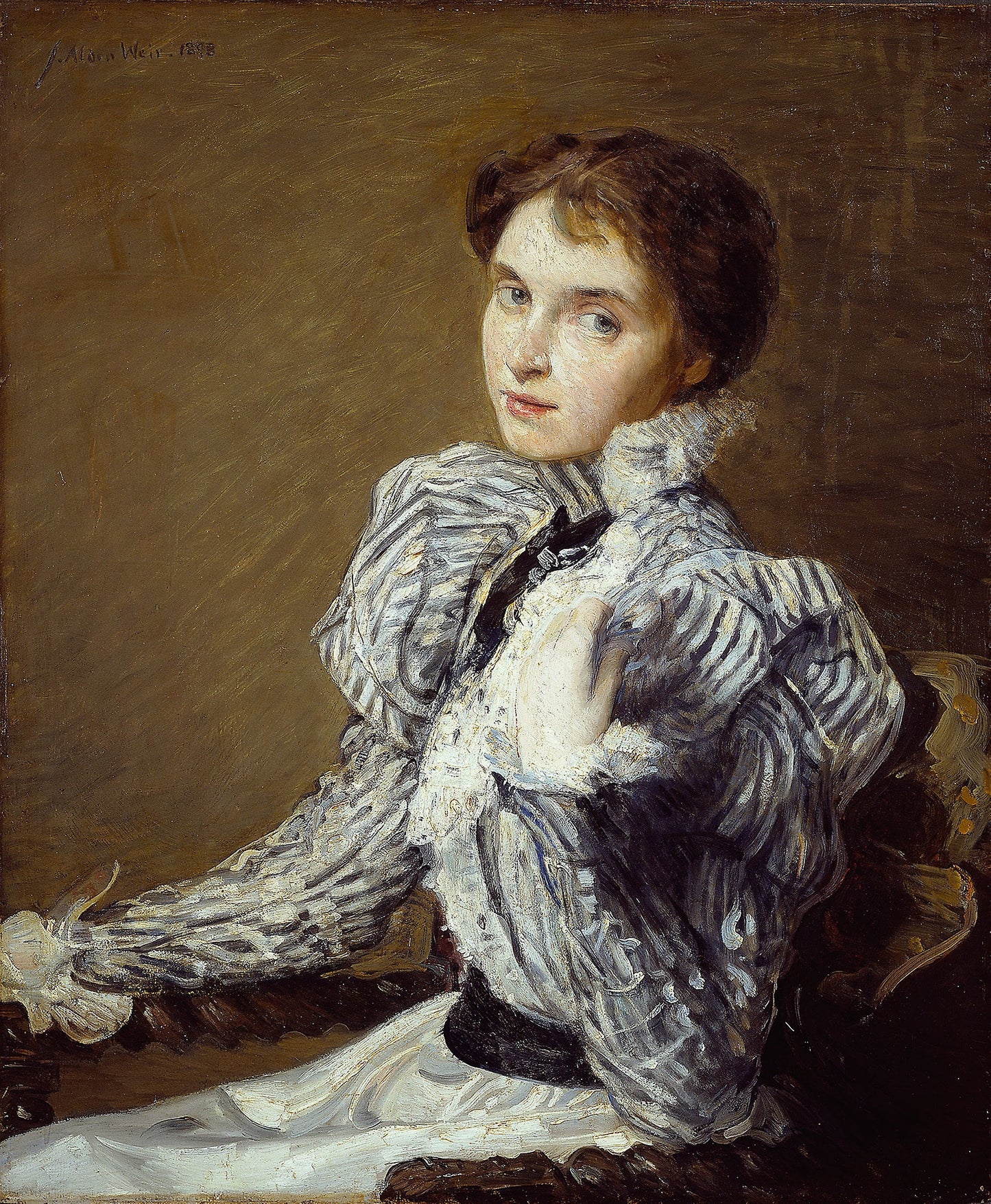 The Grey Bodice - Julian Alden Weir, Poster Print Wall Art