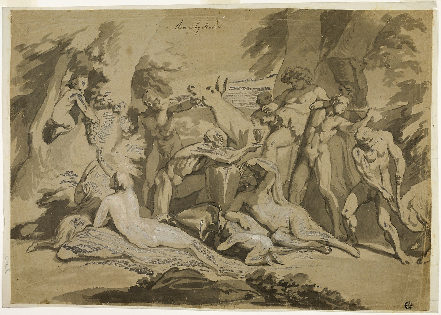 Drunken Silenus Satyr and Nymphs - Possibly Nicolas Poussin, Poster Print Wall Art