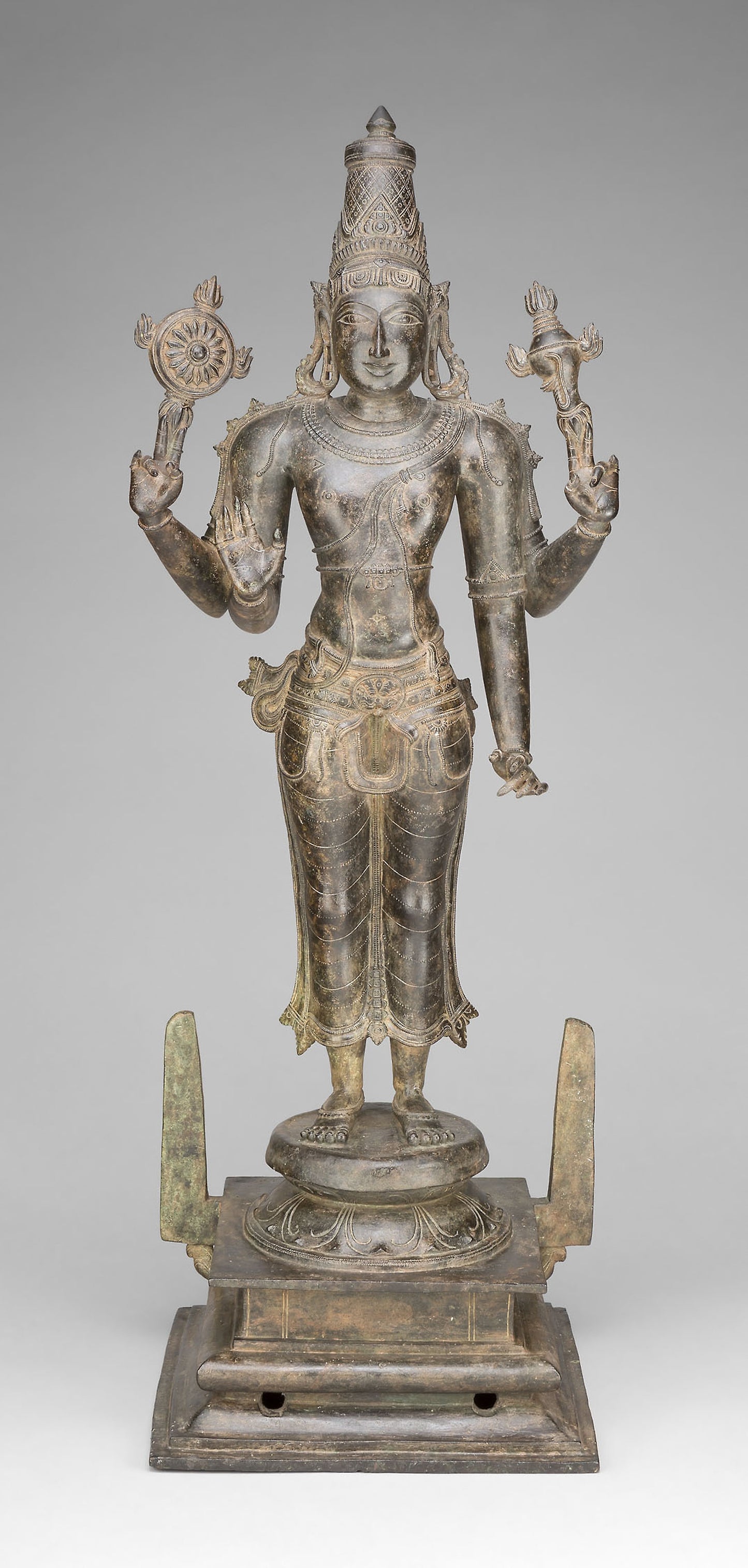 Four-Armed God Vishnu Holding Discus and Conch - India, Poster Print Wall Art