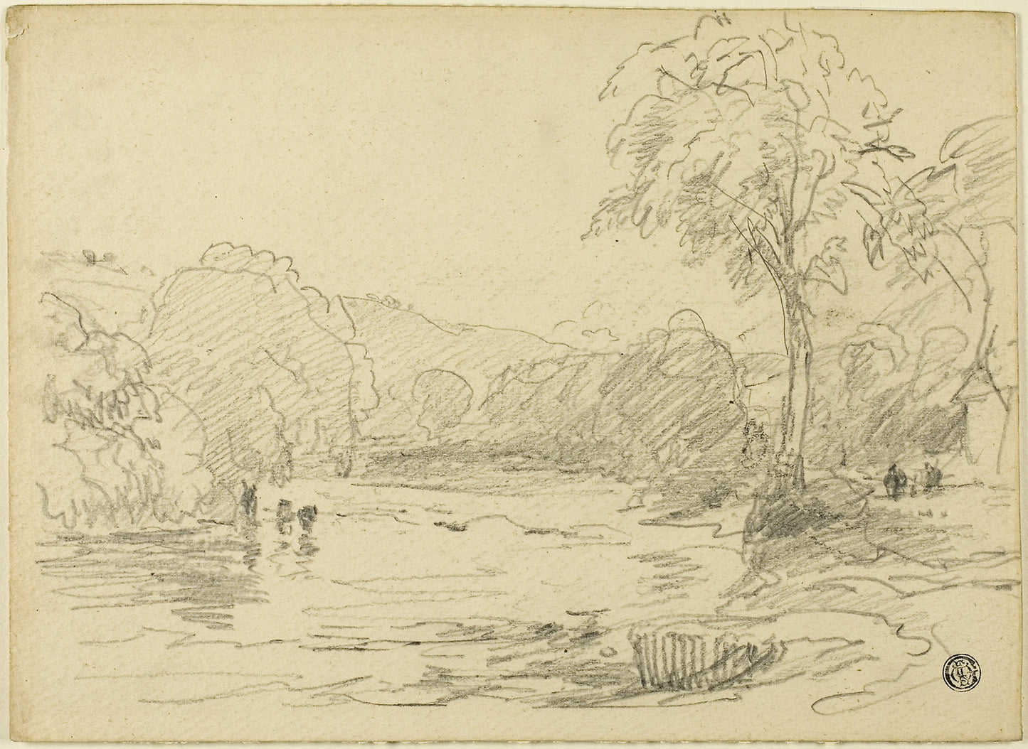 River Scene - Probably David Cox, the elder, Poster Print Wall Art