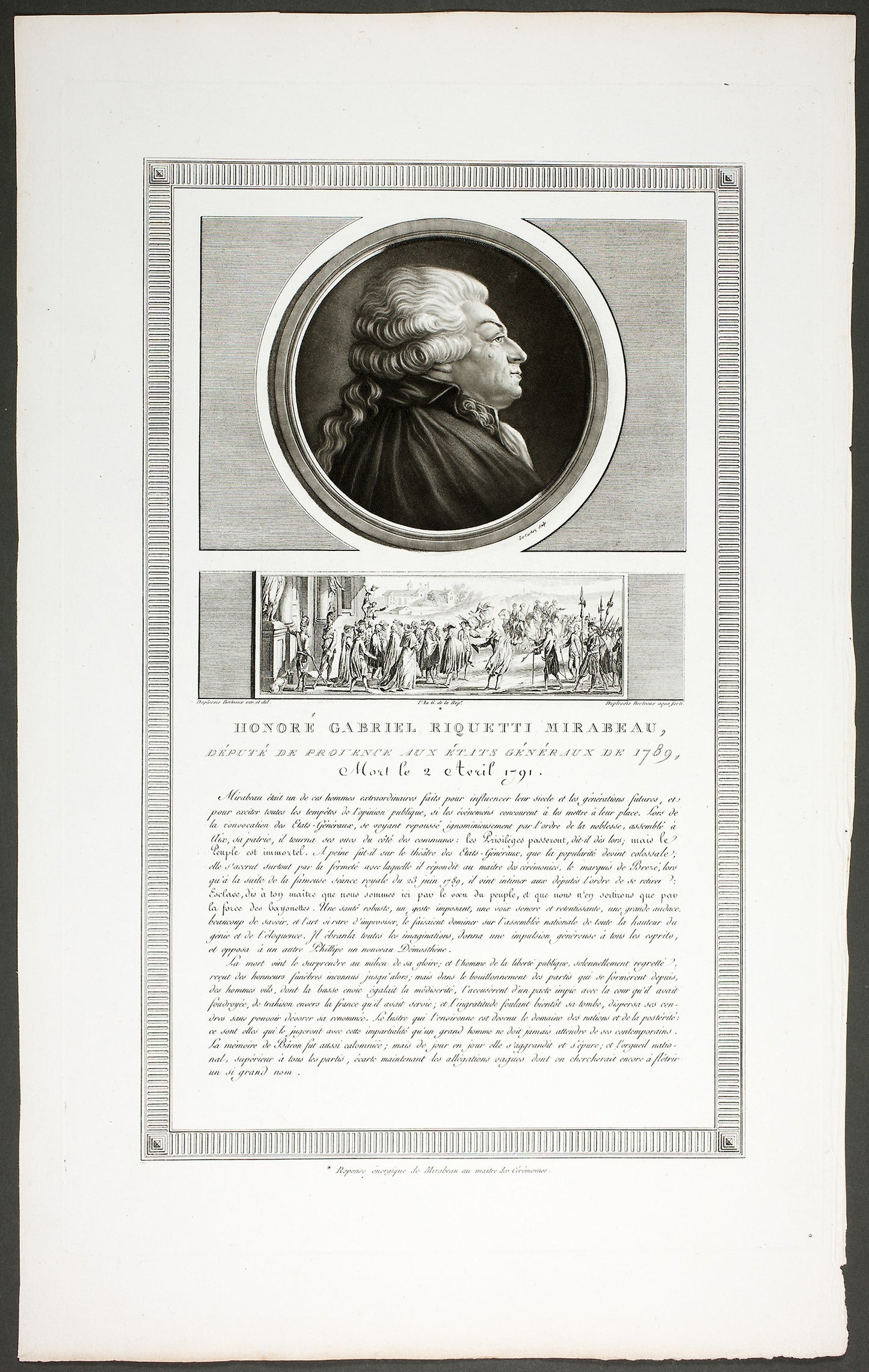 Honoré Gabriel Riquetti Mirabeau, Deputy of the Provence Region, from Tableaux historiques de la Révolution Française - Charles François Gabriel Levachez, and Son (French, 18th and 19th century), Poster Print Wall Art