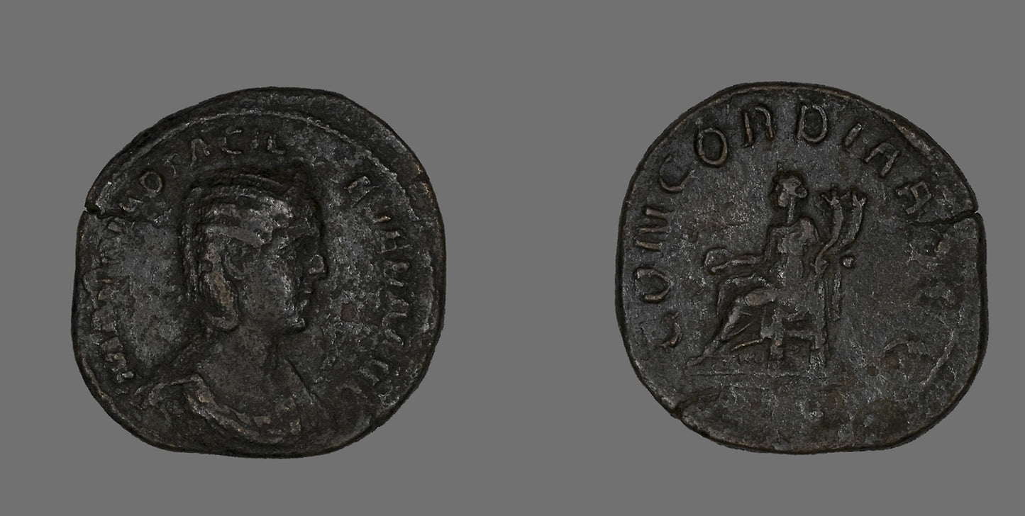 Sestertius (Coin) Portraying Empress Marcia Otacilia Severa - Roman, Poster Print Wall Art