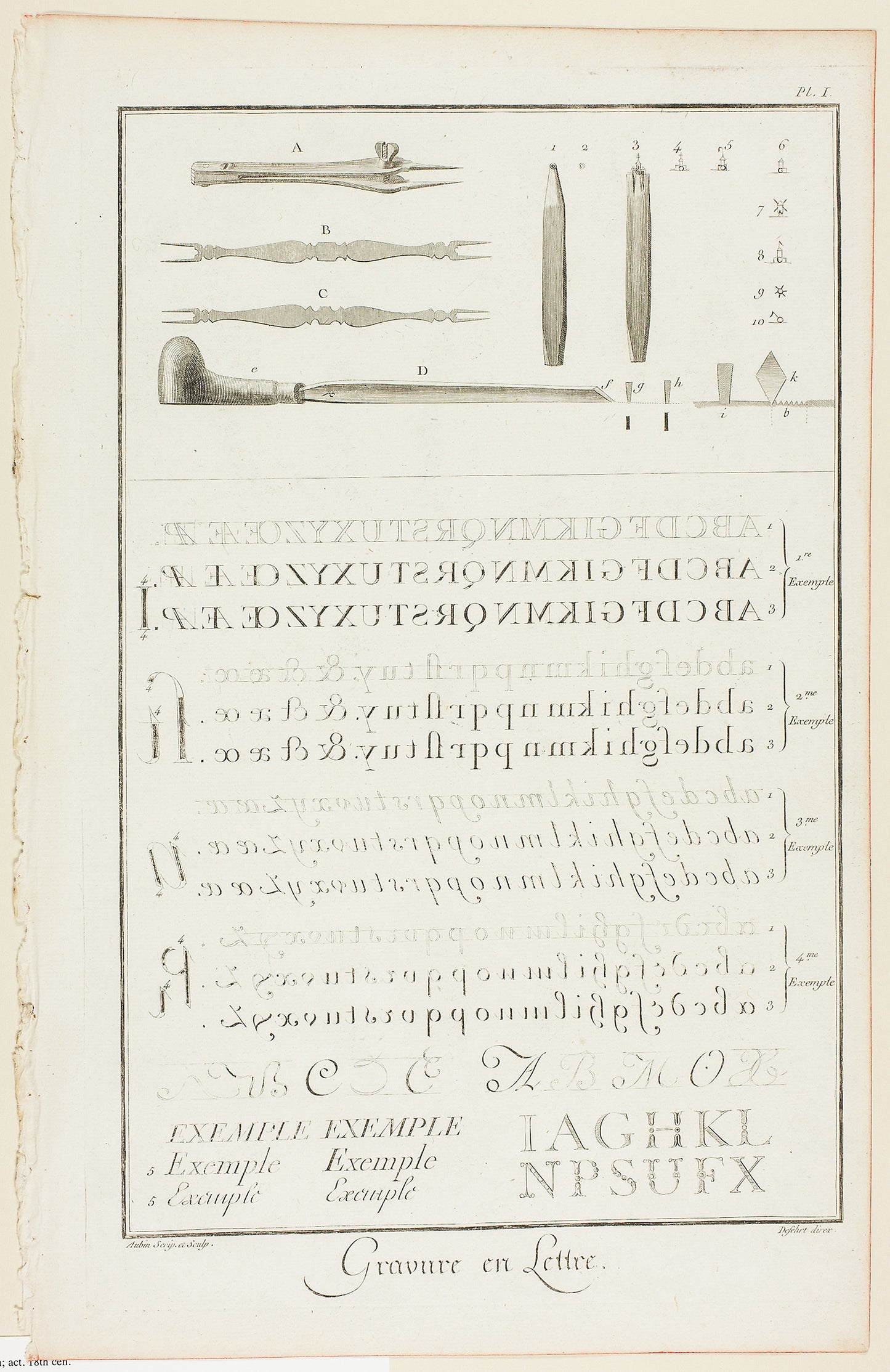 Letter Engraving - Aubin (French, c. 1701-1800), Poster Print Wall Art
