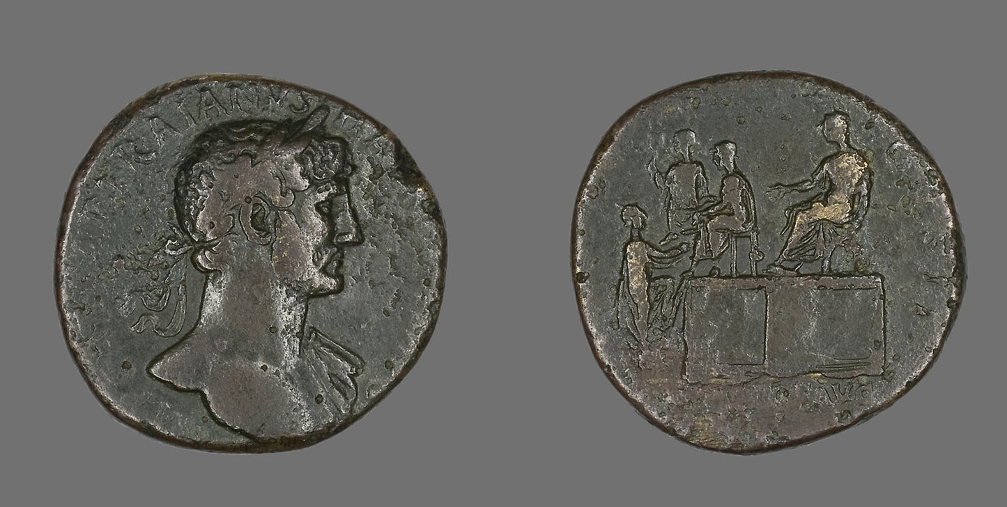 Coin Portraying Emperor Hadrian - Roman, Poster Print Wall Art