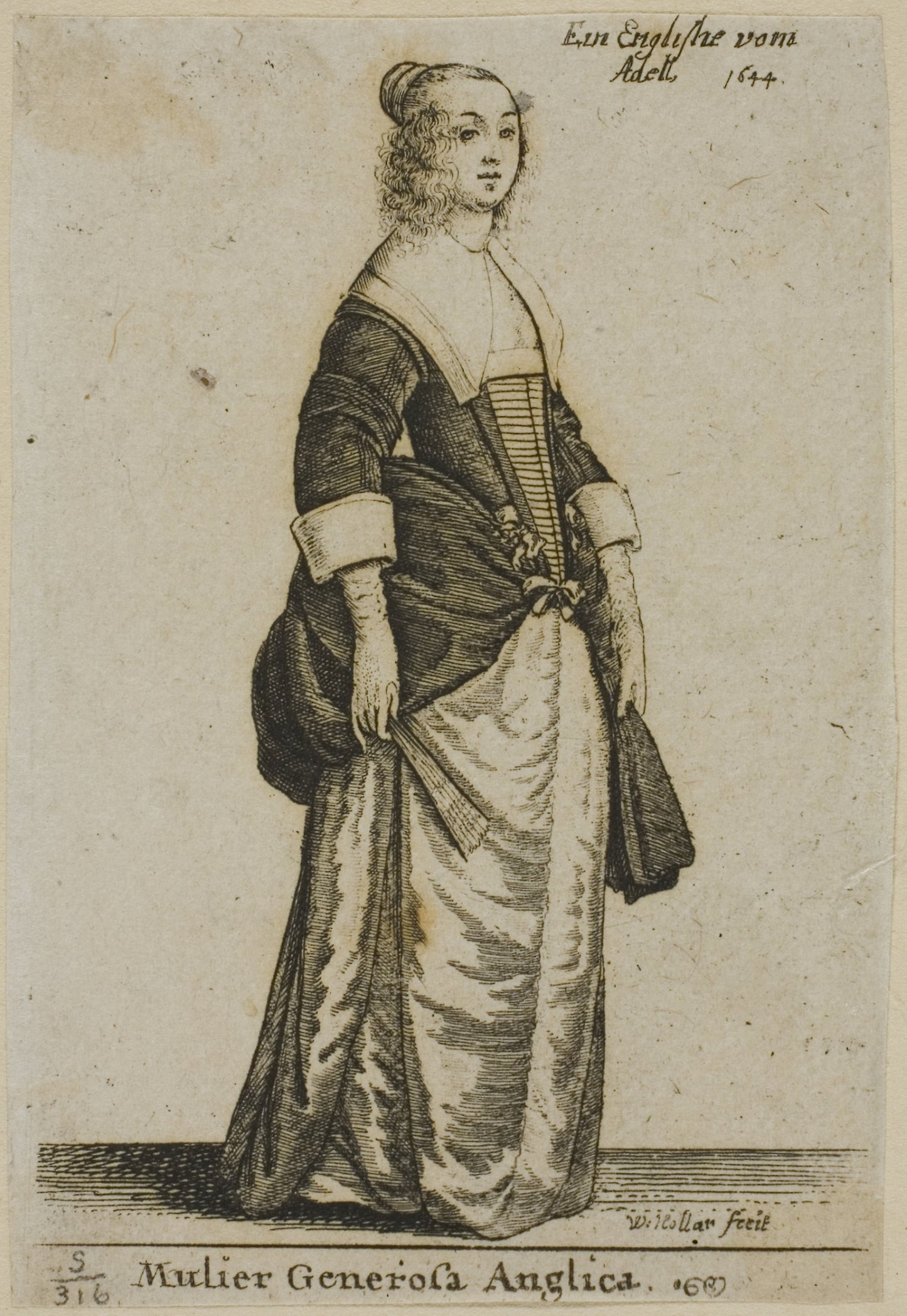English Gentlewoman - Wenceslaus Hollar, Poster Print Wall Art