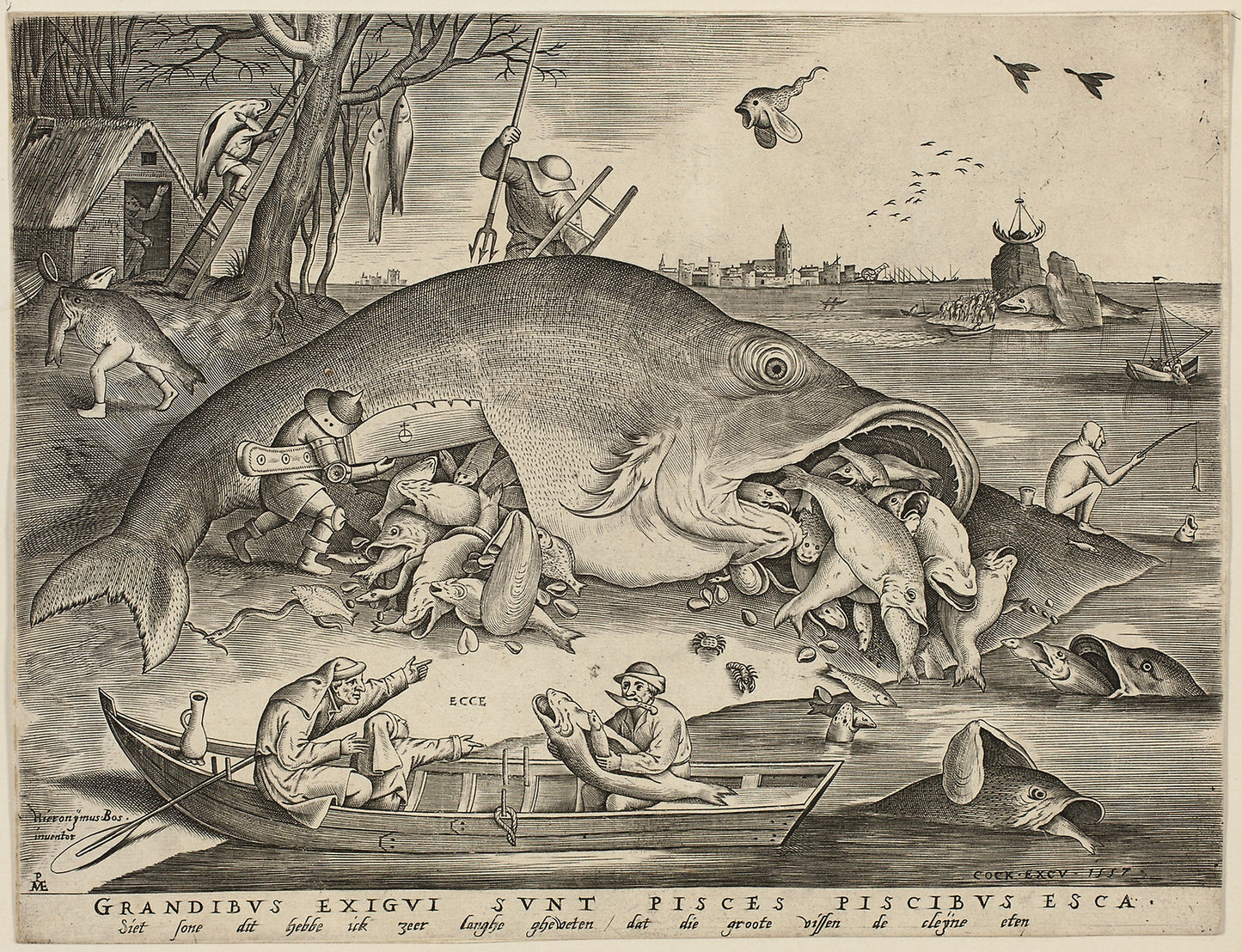 Big Fish Eat Little Fish - Pieter van der Heyden (Flemish, c. 1530–after 1584), Poster Print Wall Art