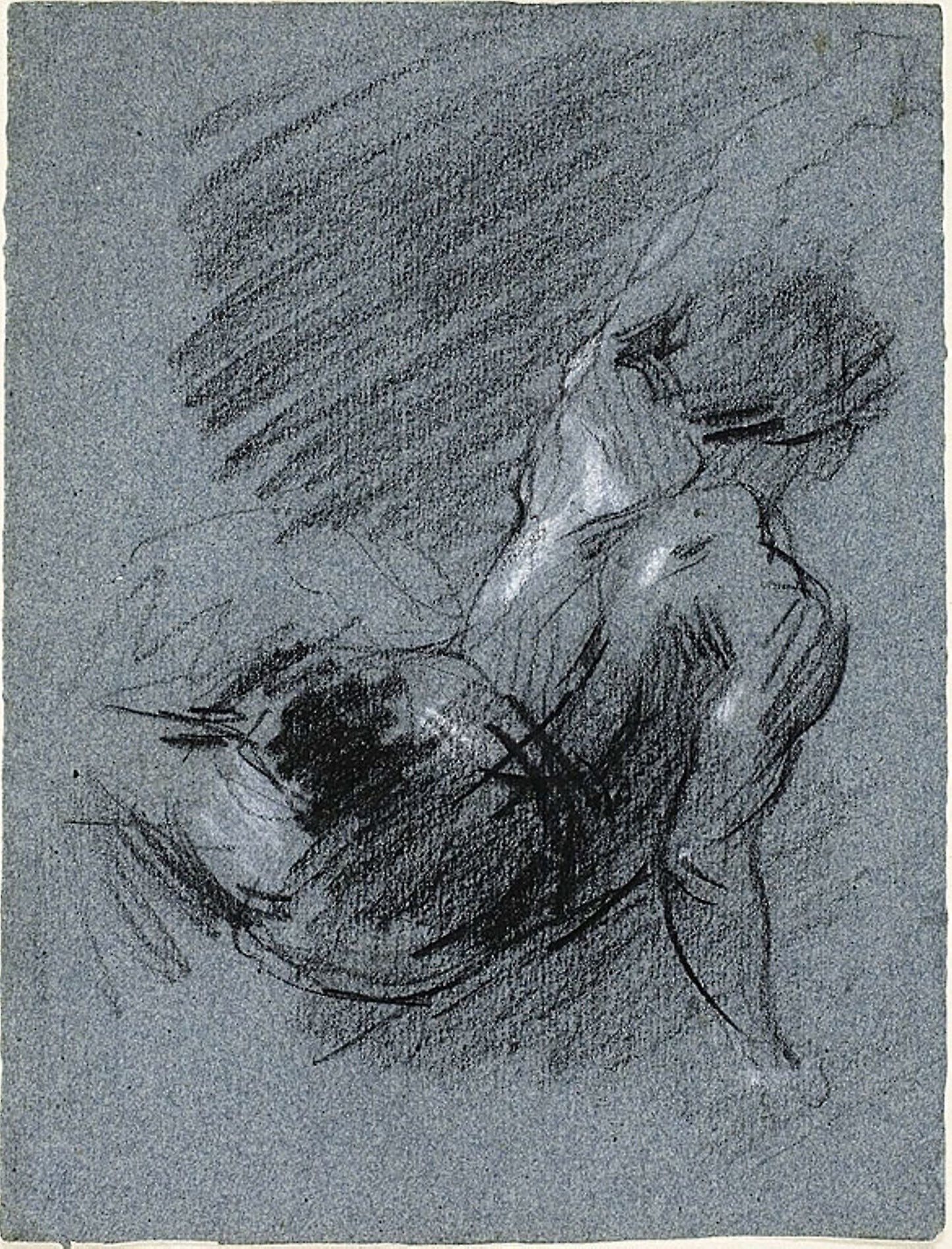 Back View of Seated Figure, Lifting Left Arm - Jean Baptiste Carpeaux (French, 1827-1875), Poster Print Wall Art