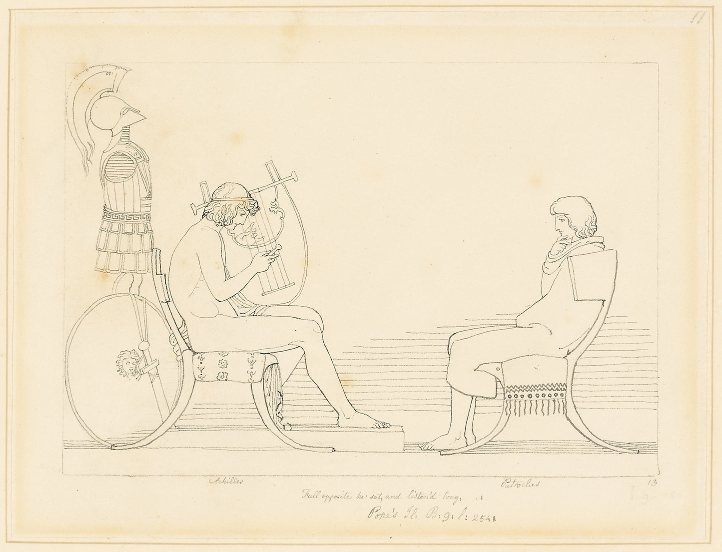 Achilles and Patrochis - John Flaxman, II, Poster Print Wall Art