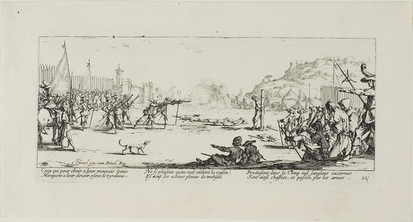 The Firing Squad, plate twelve from The Miseries of War - Jacques Callot (French, 1592-1635), Poster Print Wall Art
