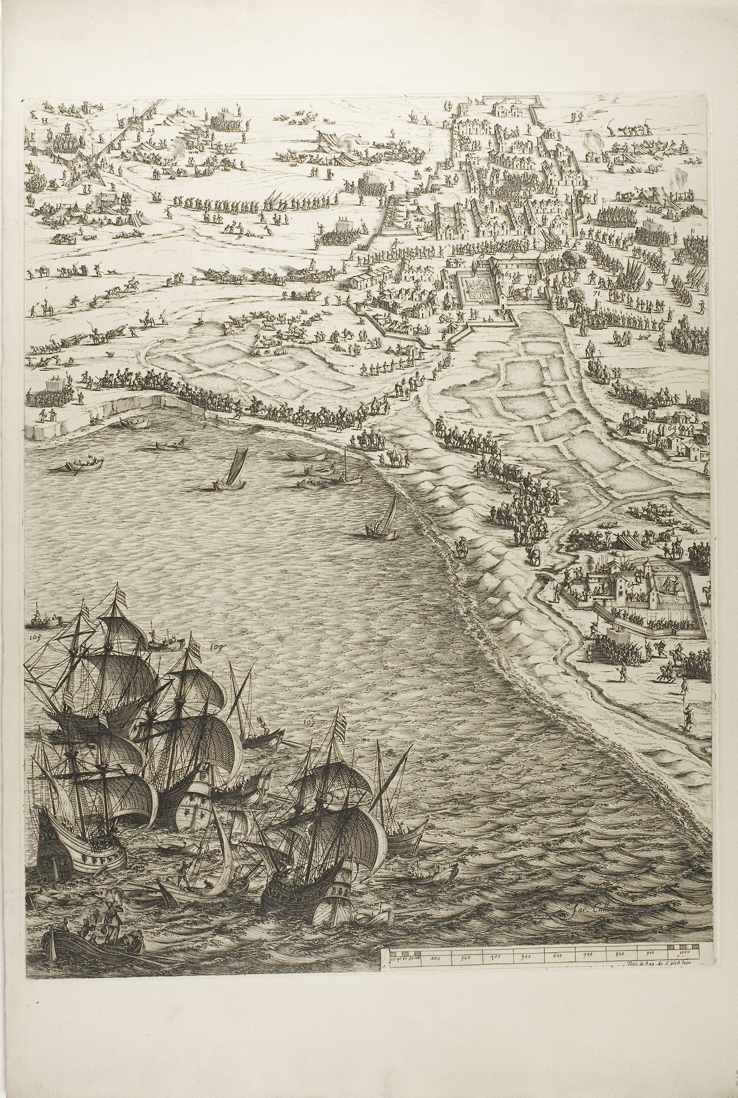 Plate Six from La Siège de la Rochelle - Jacques Callot (French, 1592-1635), Poster Print Wall Art