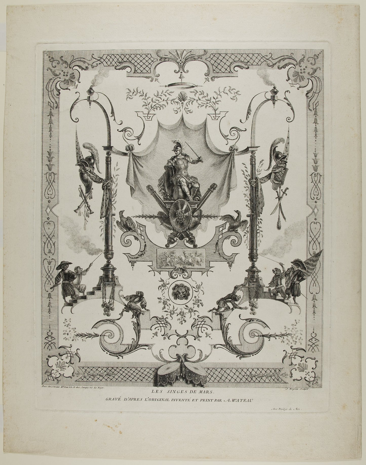The Monkeys of Mars - Jean Moyreau (French, 1690-1762), Poster Print Wall Art