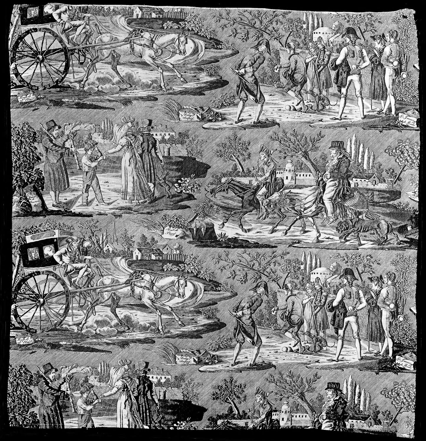 La Route de St. Cloud ou de Poissy (Furnishing Fabric): Designed: Carle Vernet (French, 1758–1836) and Delmès (French, founded 1815) engraved: Philibert Louis Debucourt (French, 1755-1831) after Carle Vernet (French 1758-1836),16x12"(A3) Poster