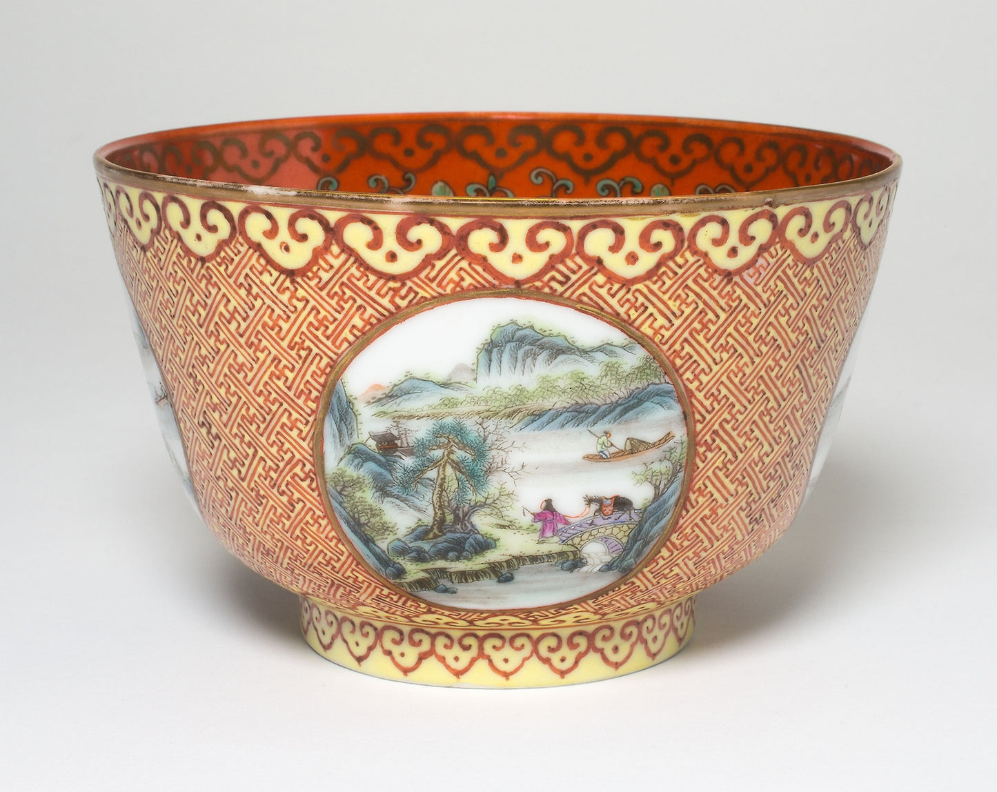 Bowl with Four Panels of Landscape Scenes - China, Poster Print Wall Art