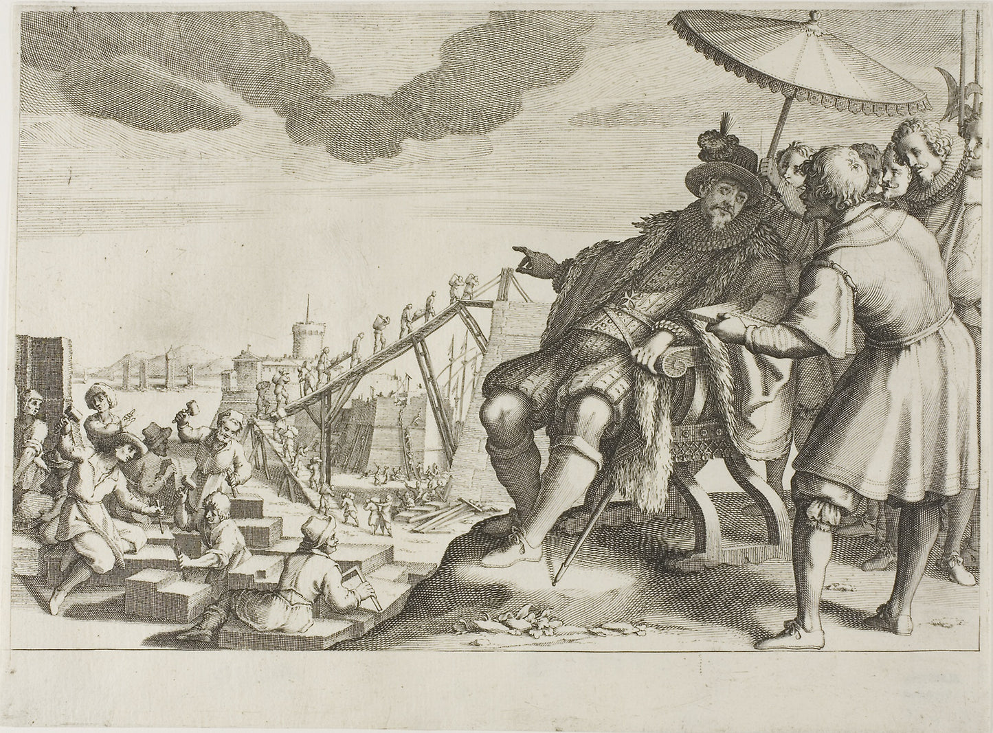 The Grand Duke Fortifies the Port of Livorno, from Life of Ferdinando I de’ Medici - Jacques Callot (French, 1592-1635), Poster Print Wall Art