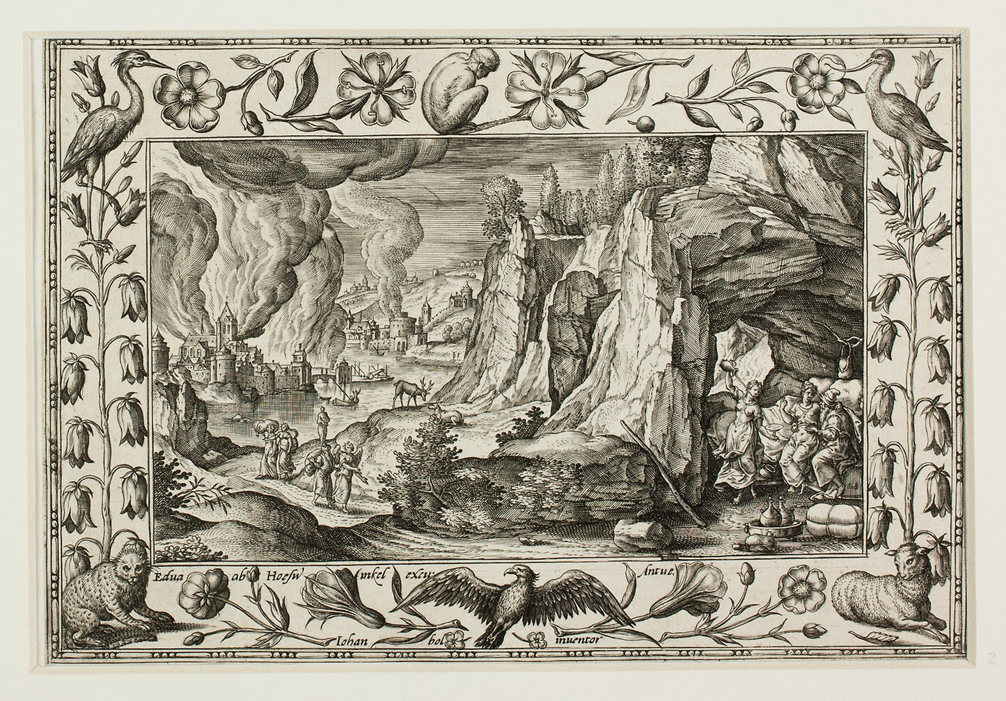 Lot and His Daughters, from Landscapes with Old and New Testament Scenes and Hunting Scenes: Adriaen Collaert (Flemish, c. 1560–1618) , Poster Print Wall Art