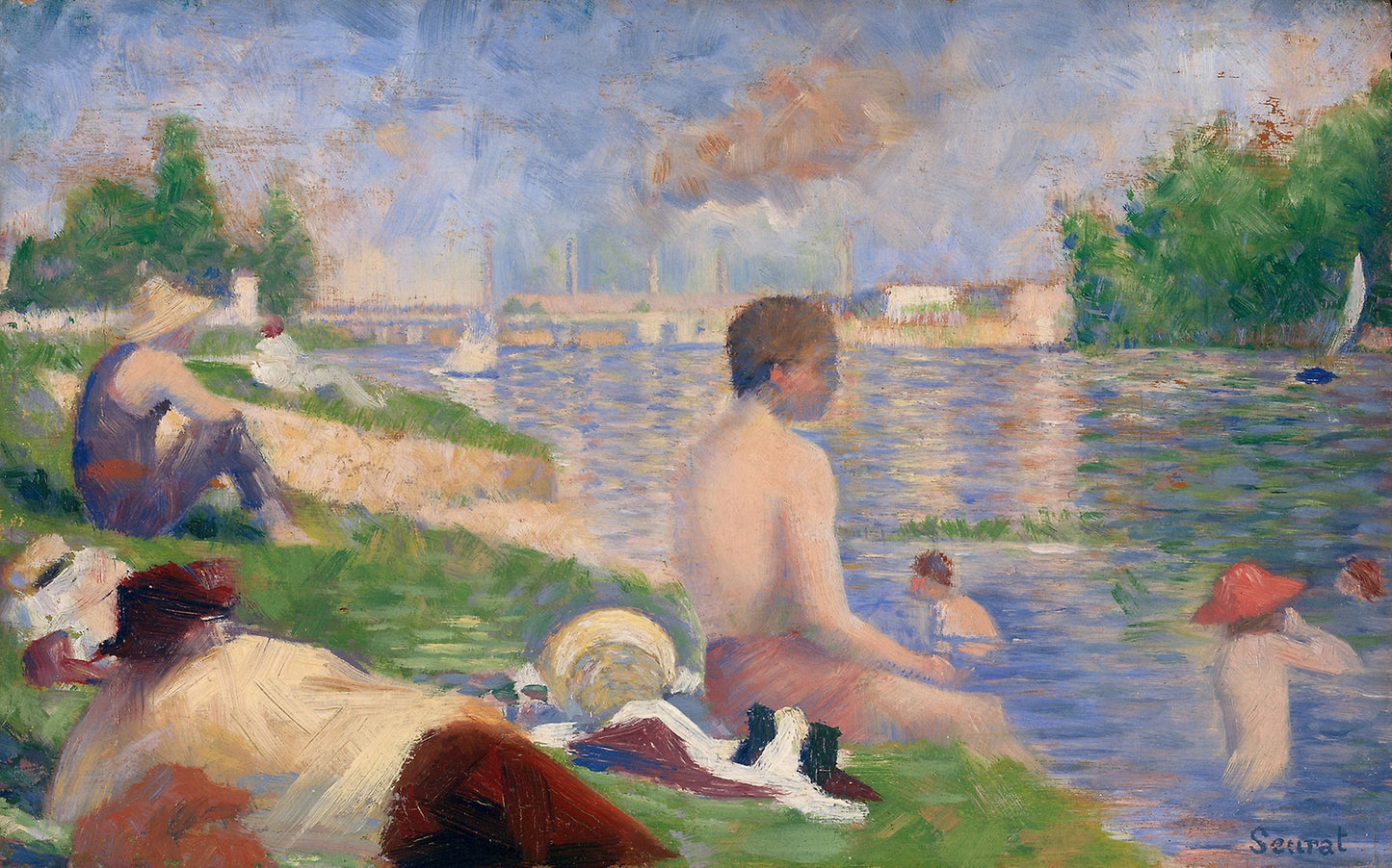 Final Study for "Bathers at Asnières": Georges Seurat, Poster Print Wall Art
