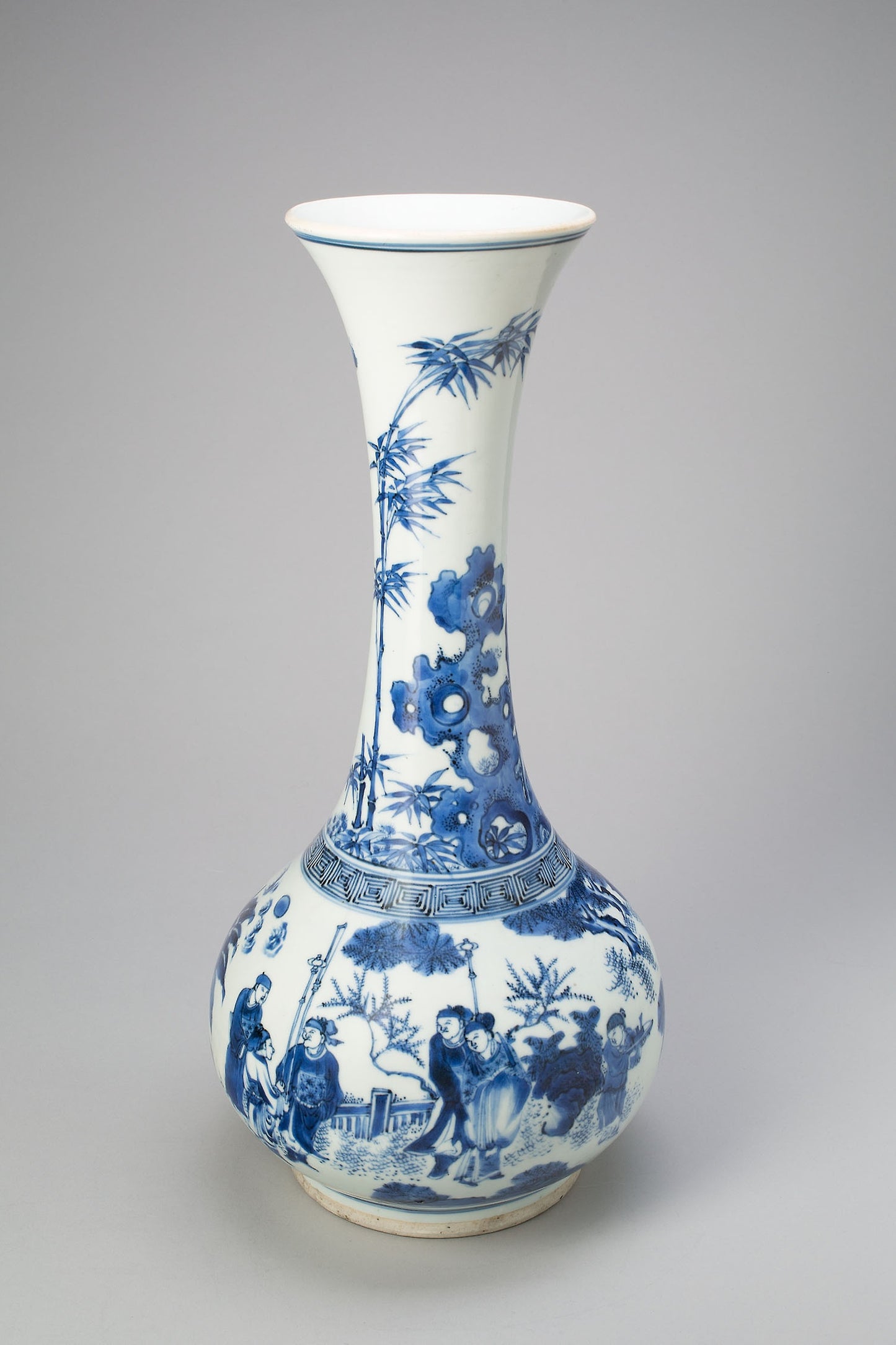 Bottle-Shaped Vase with Figures in Garden - China, Poster Print Wall Art