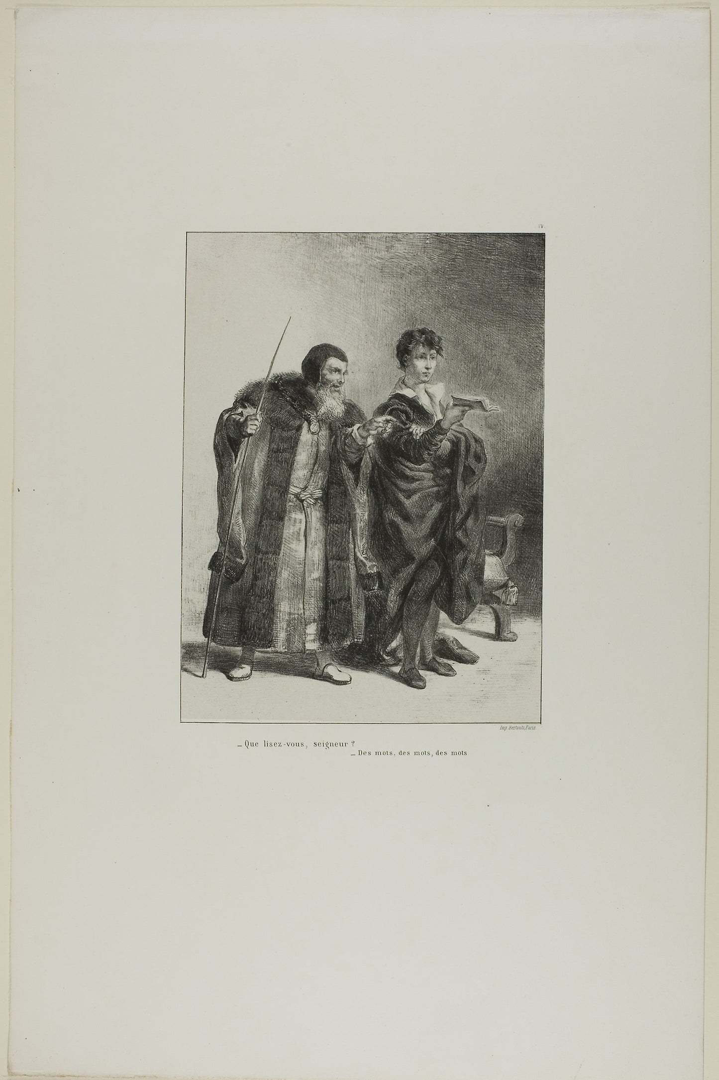 Polonius and Hamlet, plate 4 from Hamlet - Eugène Delacroix, Poster Print Wall Art