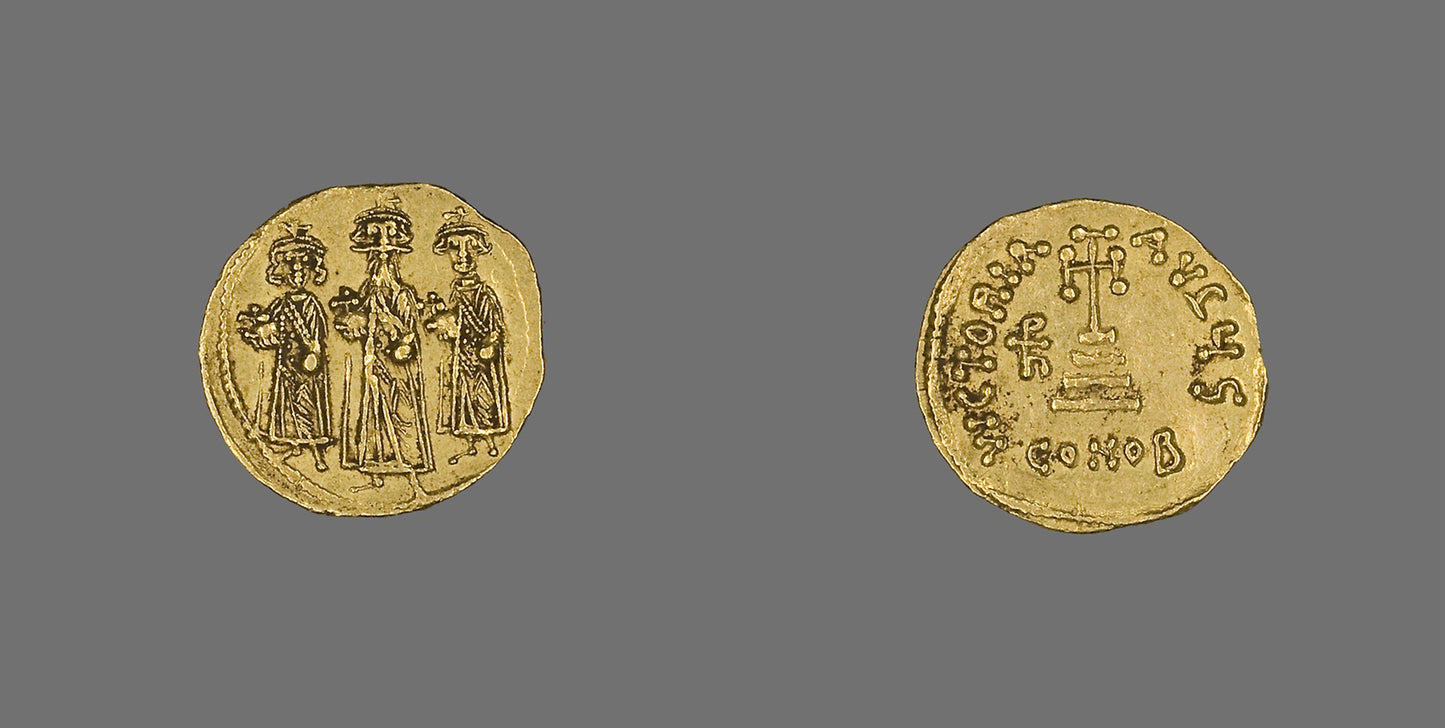 Solidus (Coin) of Heraclius - Byzantine, minted in Constantinople, Poster Print Wall Art
