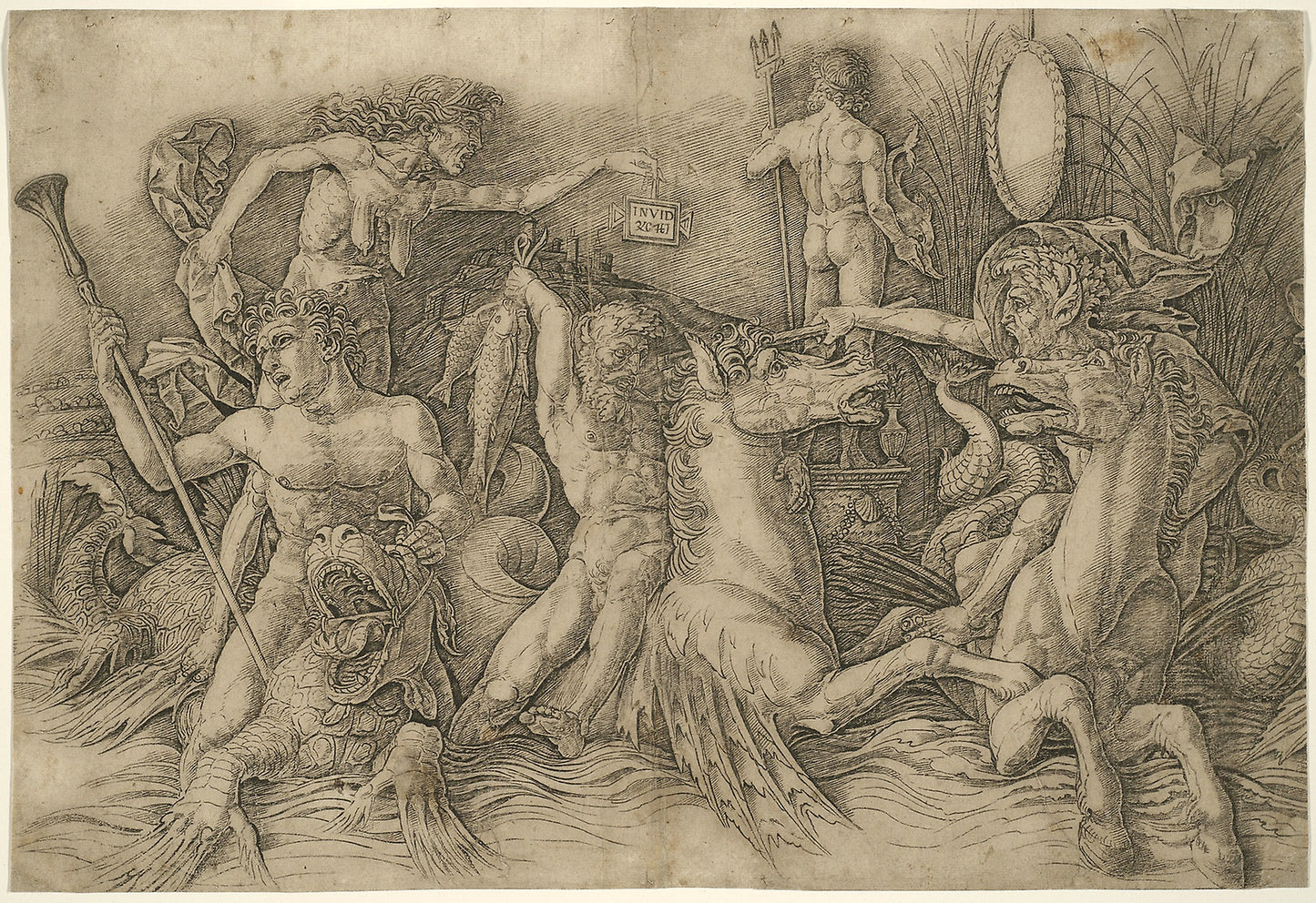 Battle of Sea-Gods, Left Half of a Frieze - Andrea Mantegna, Poster Print Wall Art