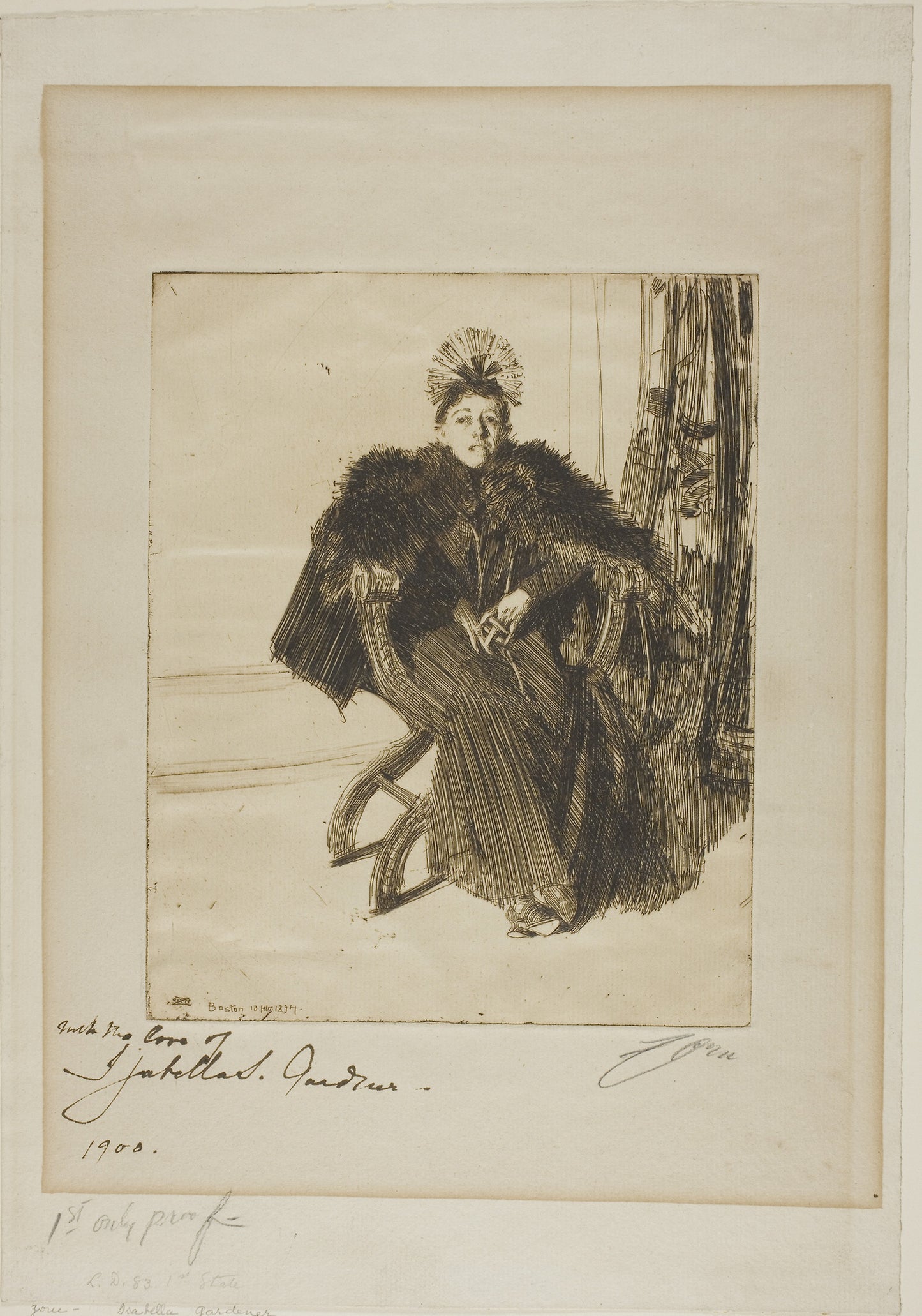Isabella Gardener - Anders Zorn, Poster Print Wall Art